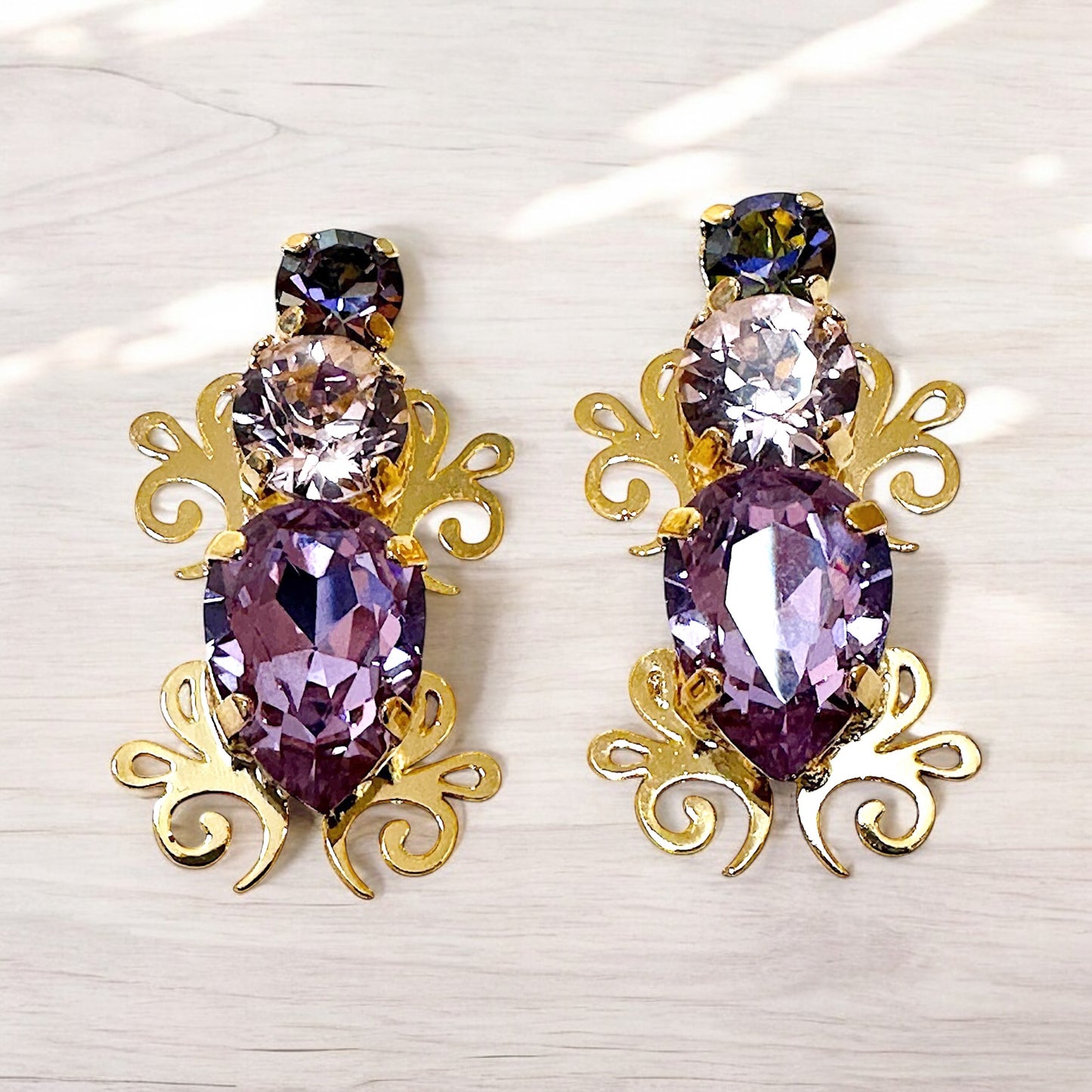 Crystal Vintage Stud Gold Earrings
