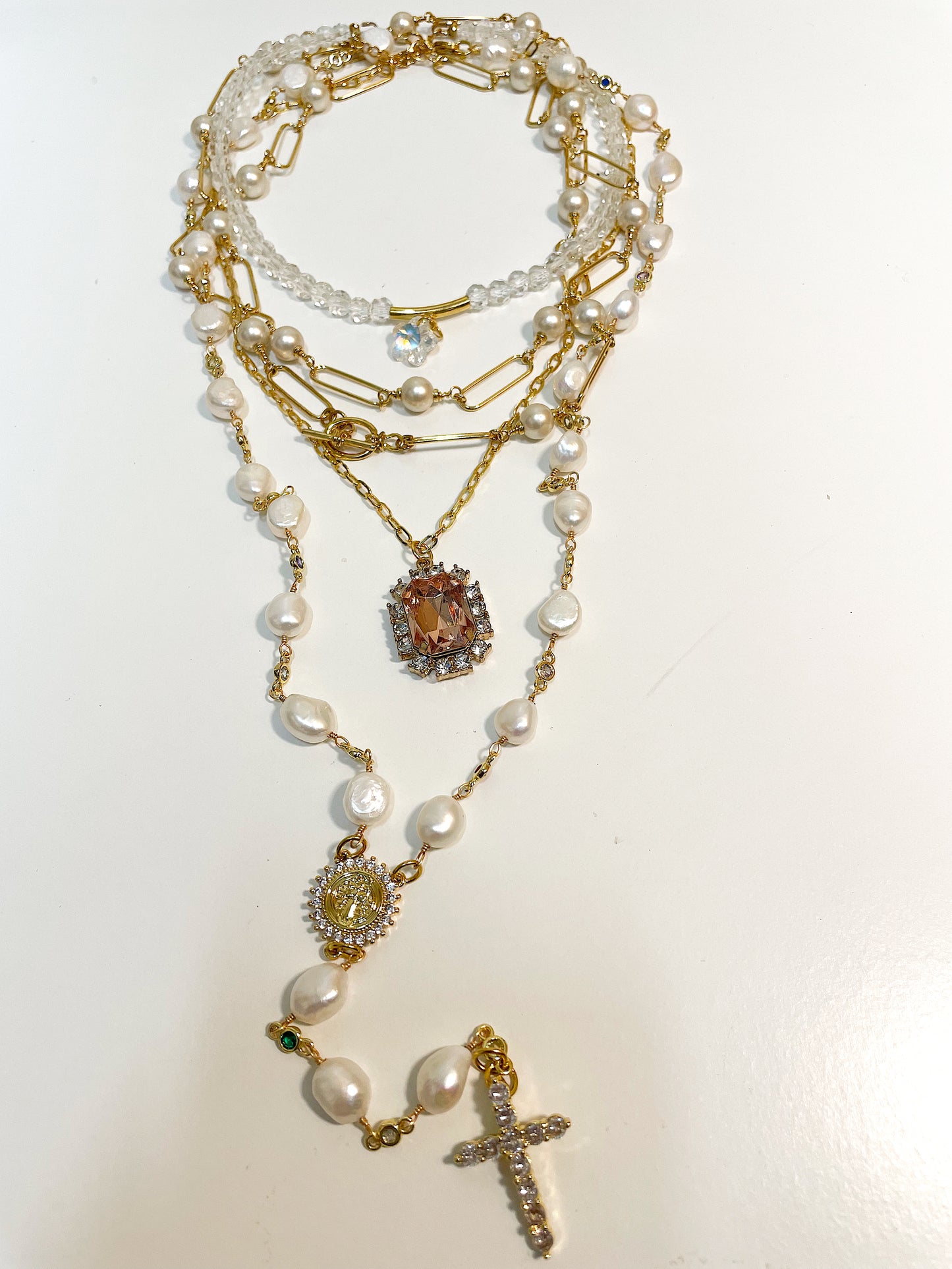 Fresh Water Pearl Rosary Necklace