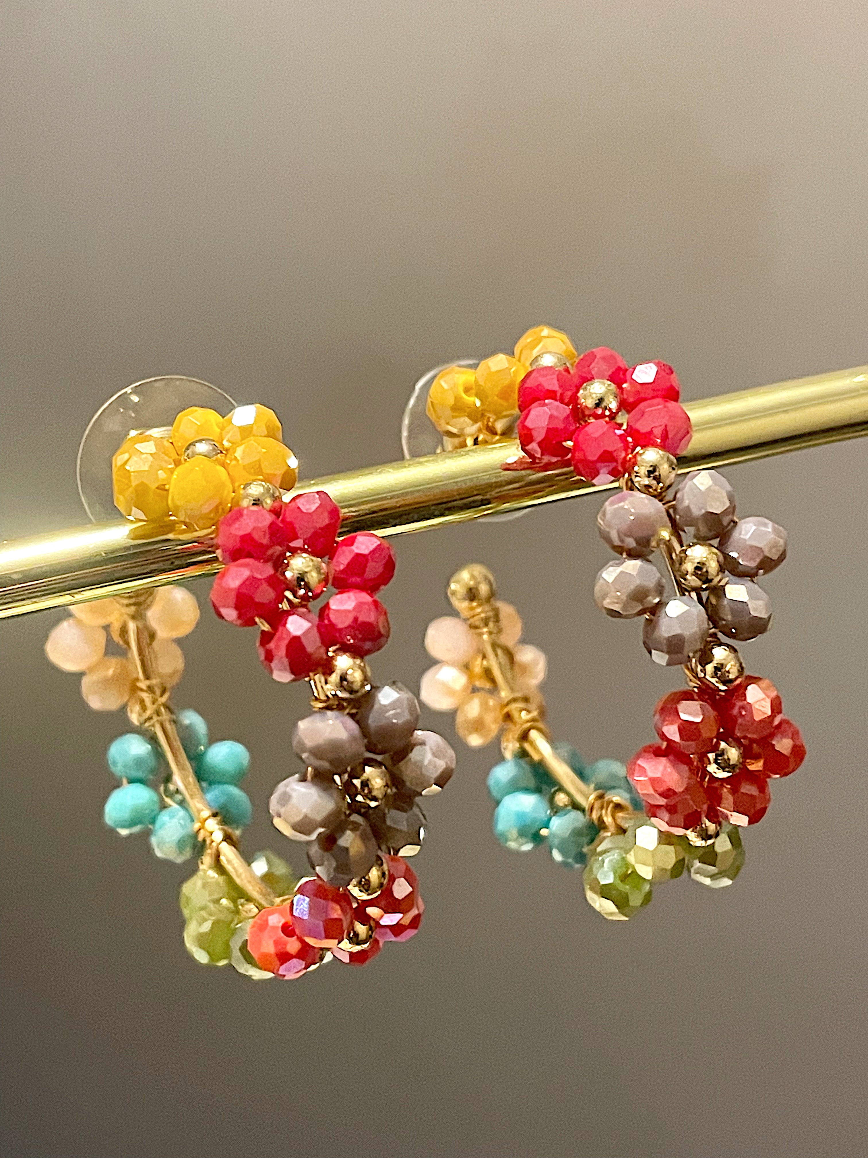 Daisy Beaded Hoop Earrings