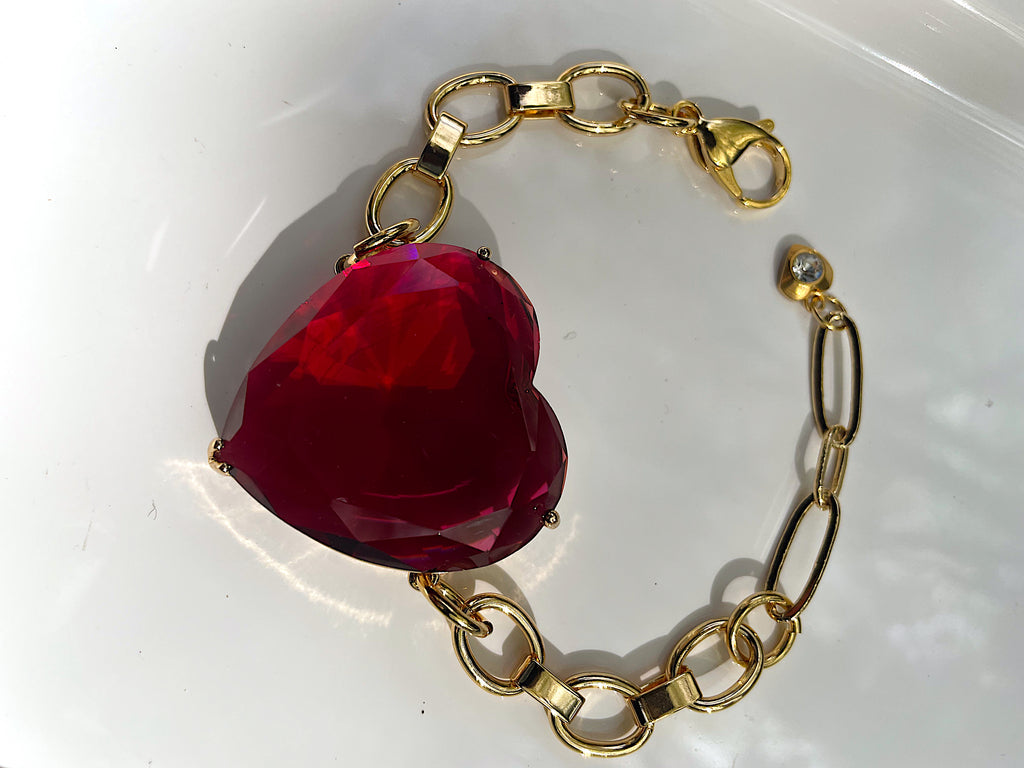 Red Pink Heart Crystal Bracelet