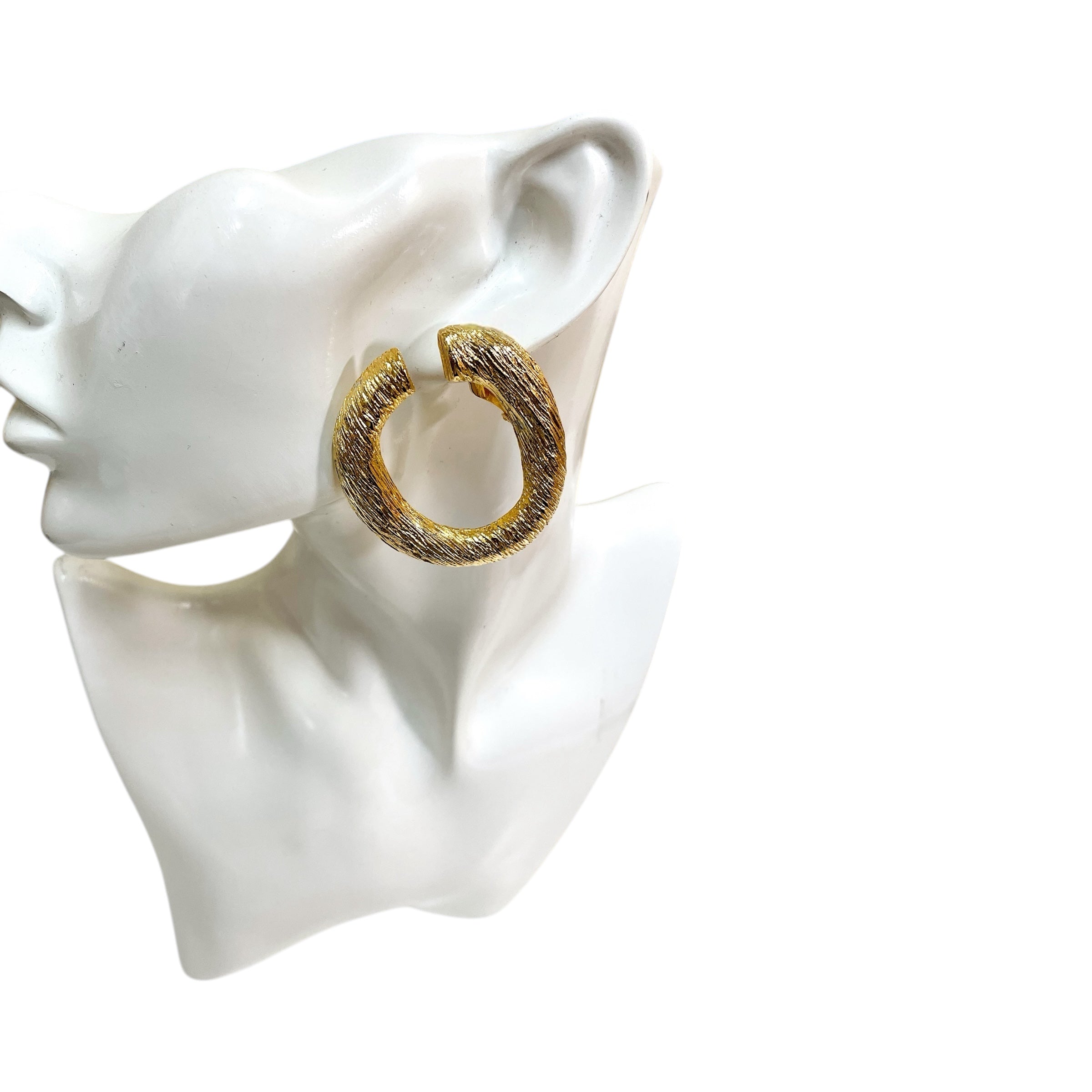 Large oval chunky gold clip on statement earrings