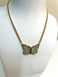 Butterfly Crystal Encrusted Gold Necklace