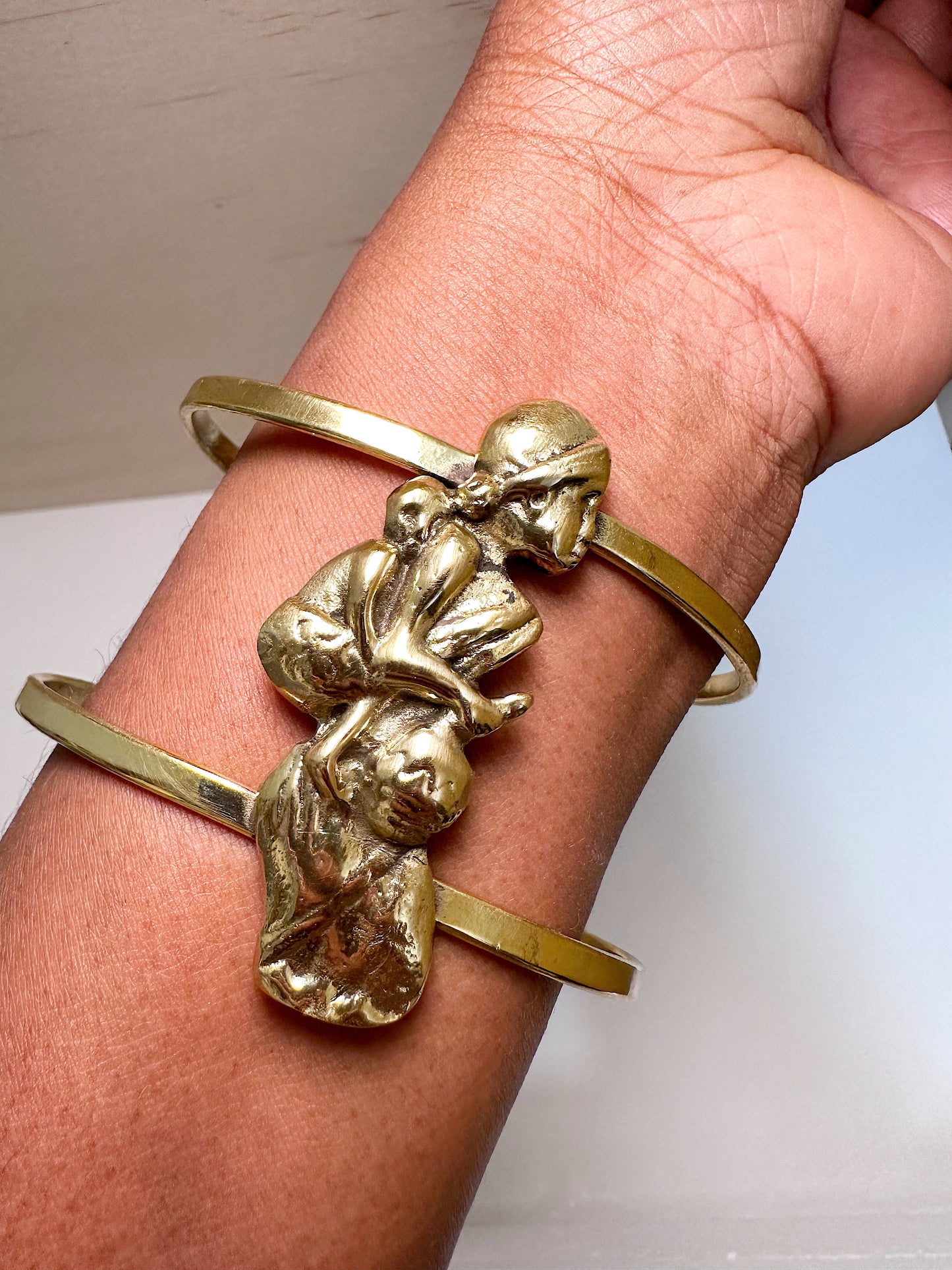 Bond Of Love Statement Brass Cuff Bracelet