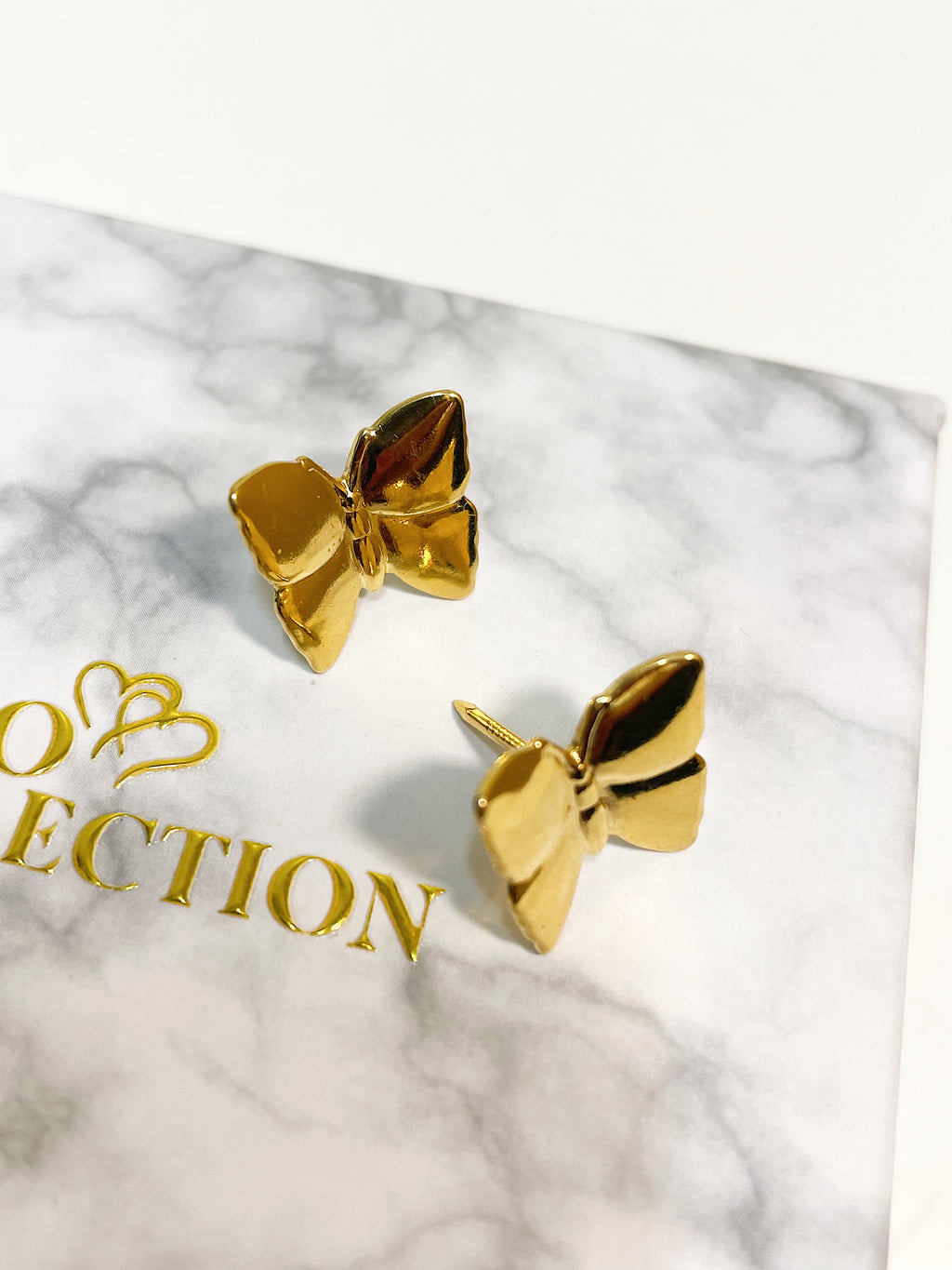 Butterfly Stud Gold Plated Over Brass Pierced Earrings