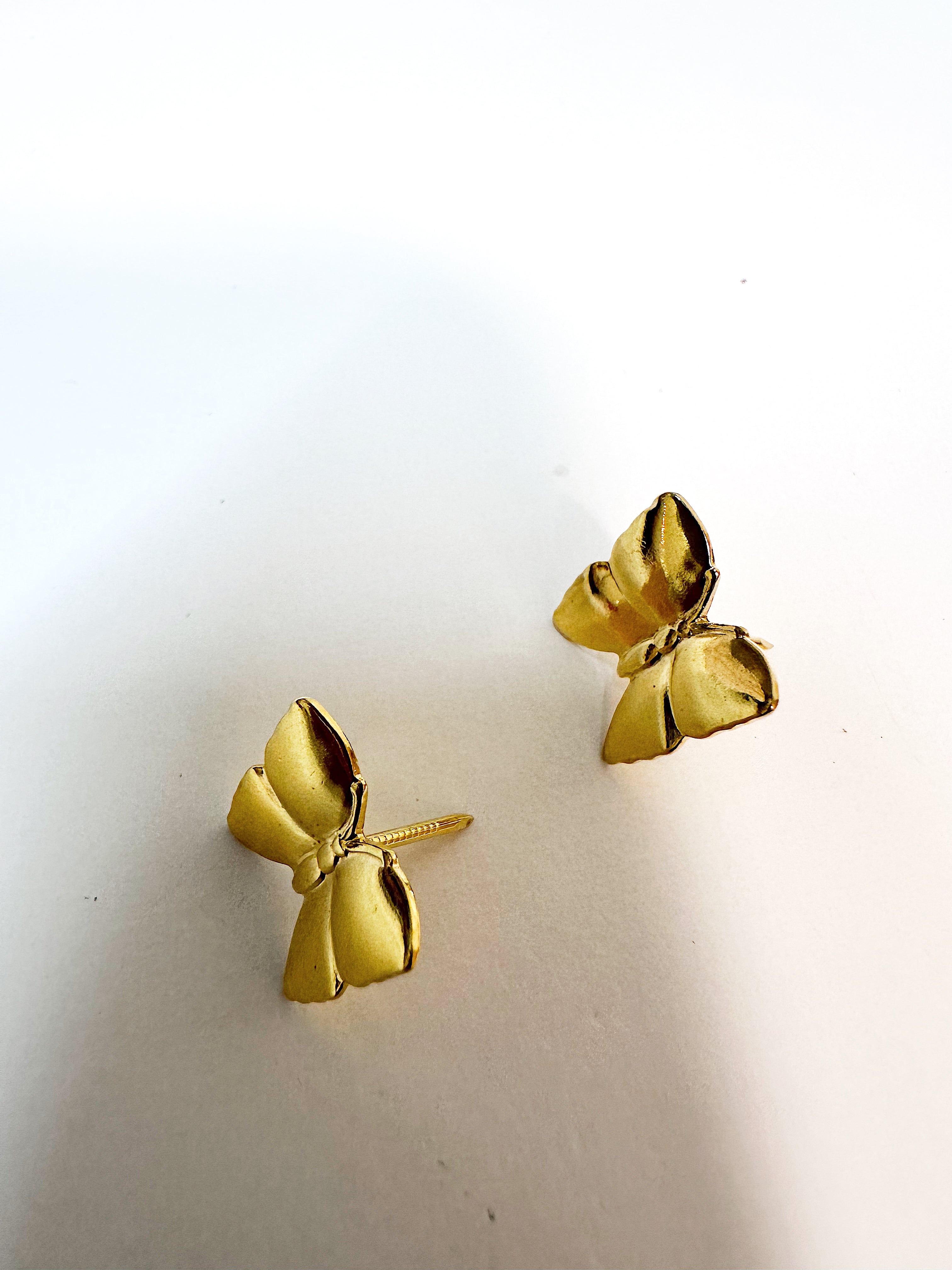 Butterfly Stud Gold Plated Over Brass Pierced Earrings