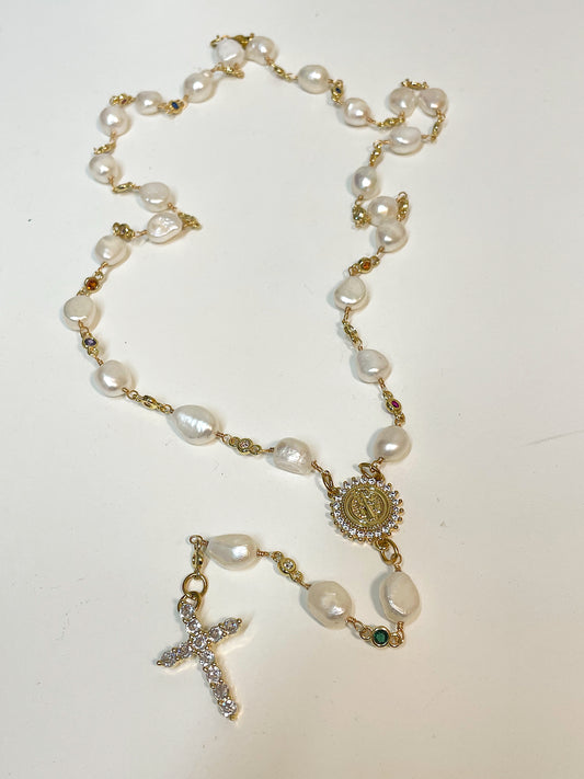 Fresh Water Pearl Rosary Necklace