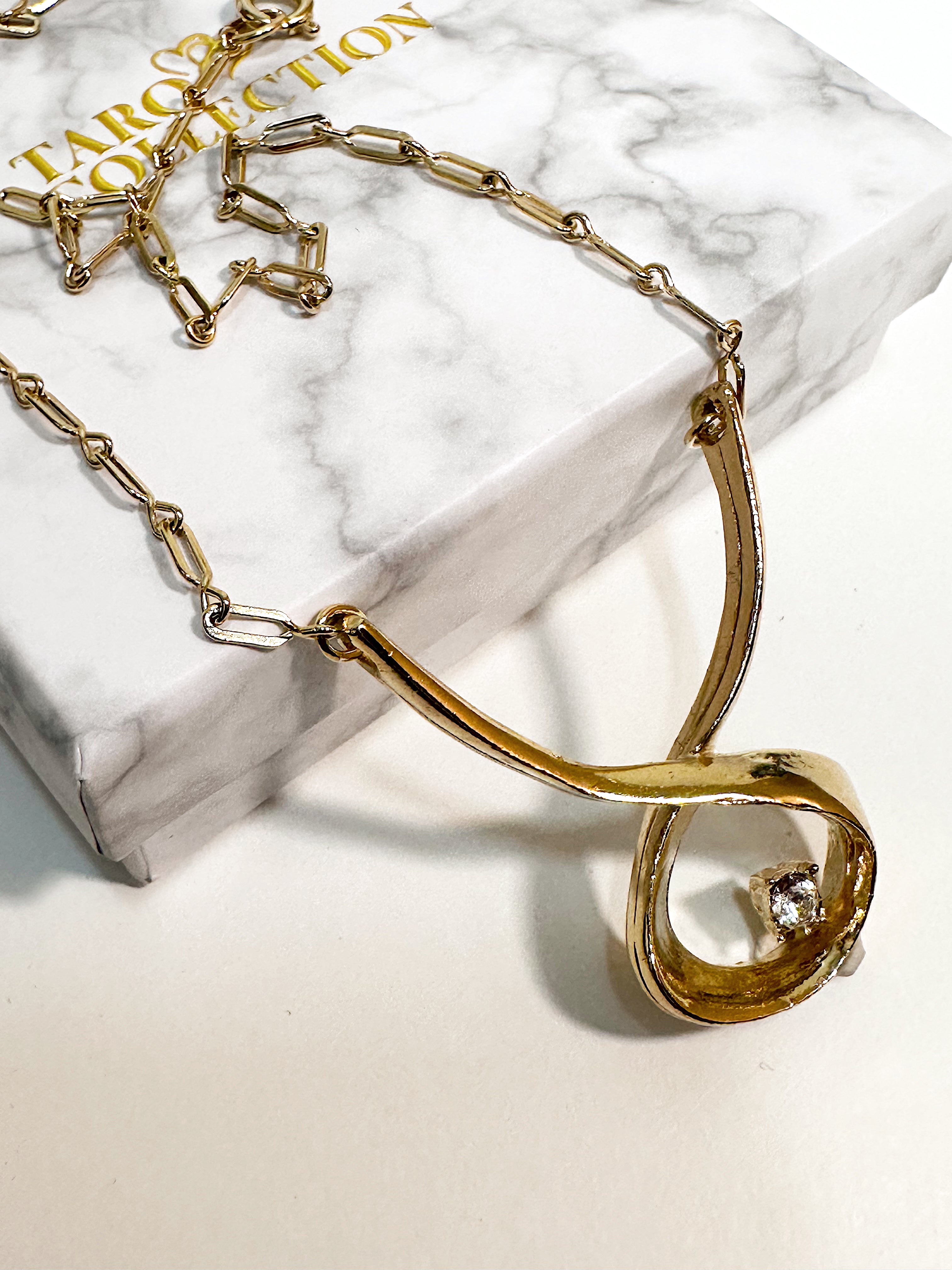 Crossover Crystal Pendant Gold Necklace