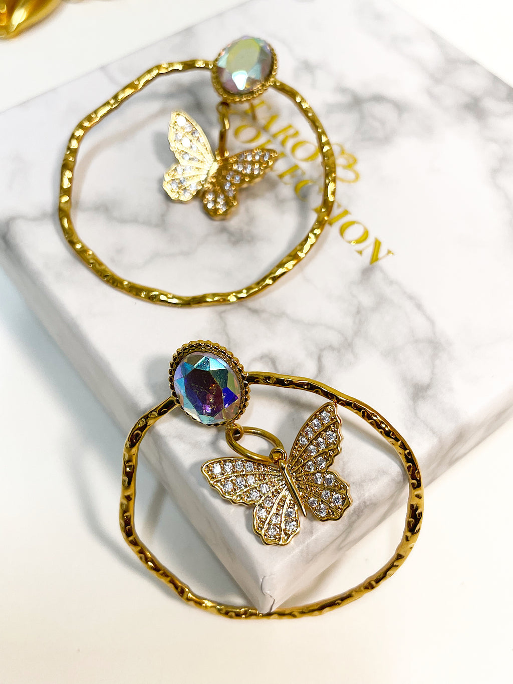 Butterfly Hoop Gold Earrings