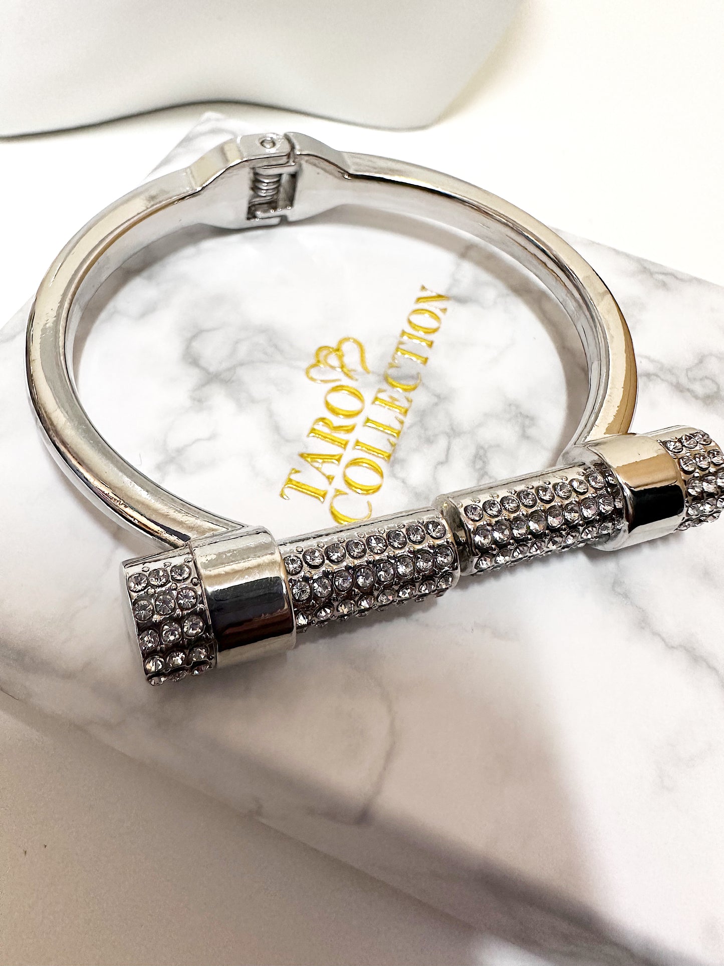 Bling Silver Bar Cuff Bracelet