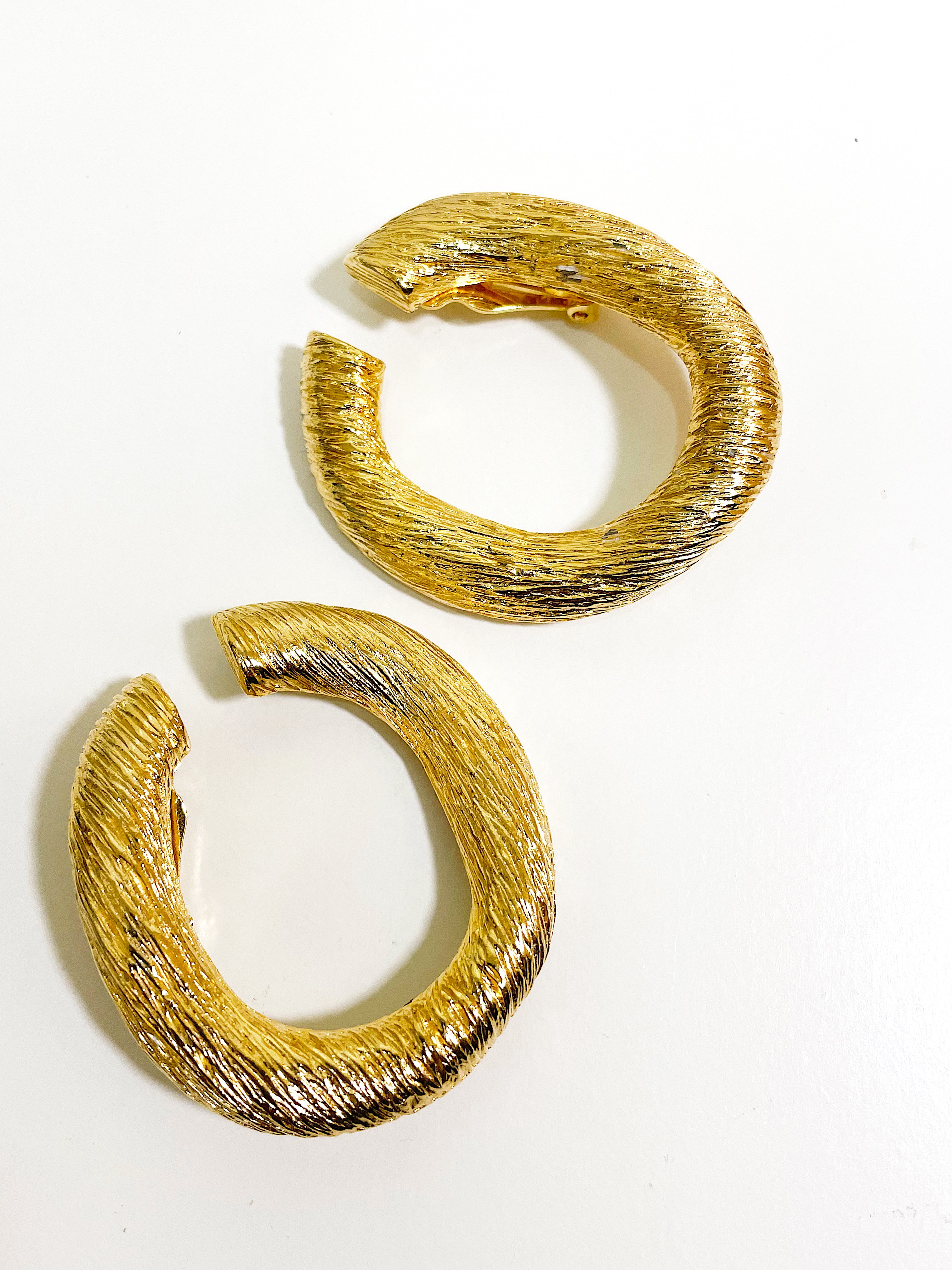 Large oval chunky gold clip on statement earrings