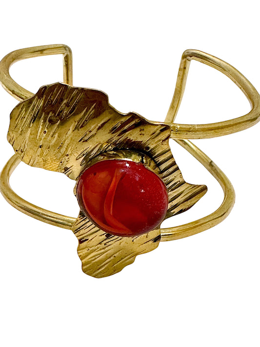 Red Marble African Map Wrist Cuff