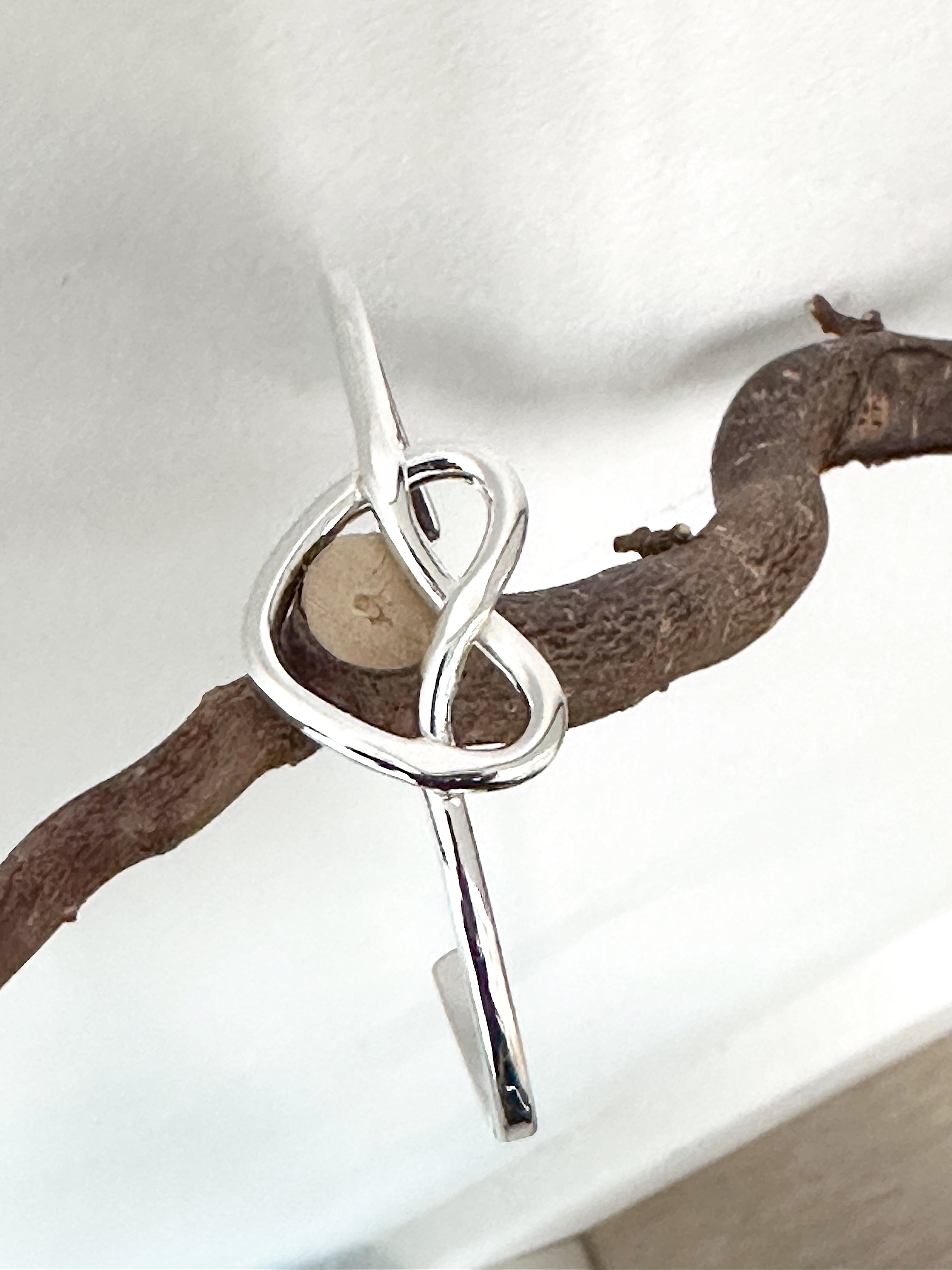 Silver Bangle Bracelet Heart Pretzel Knot