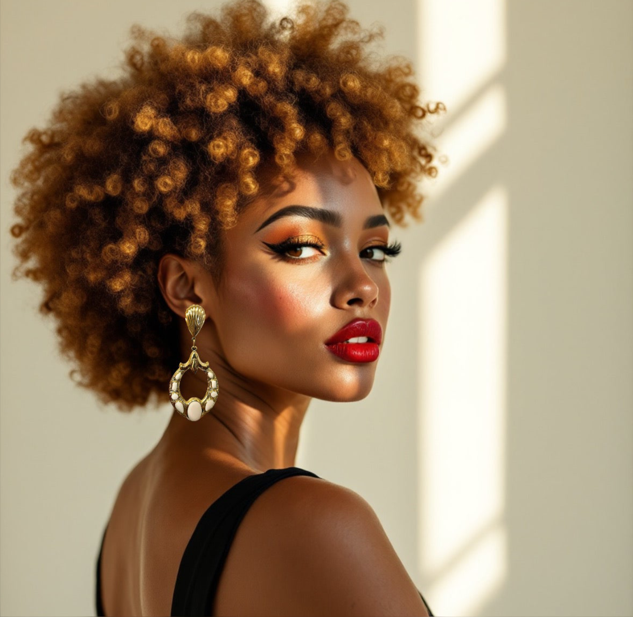 White  Enamel Texture Flower Details Dangly Gold Tone Clip on Earrings
