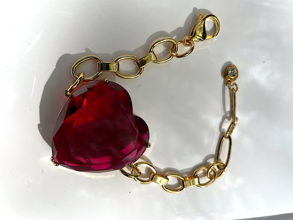Red Pink Heart Crystal Bracelet