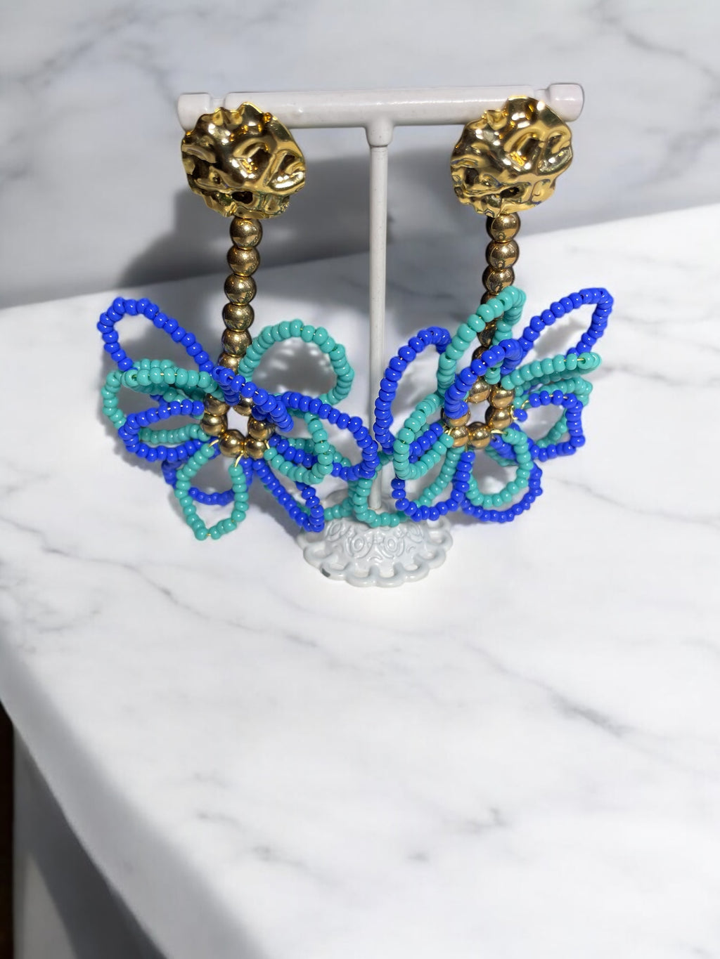 Big Beaded Flower Earrings