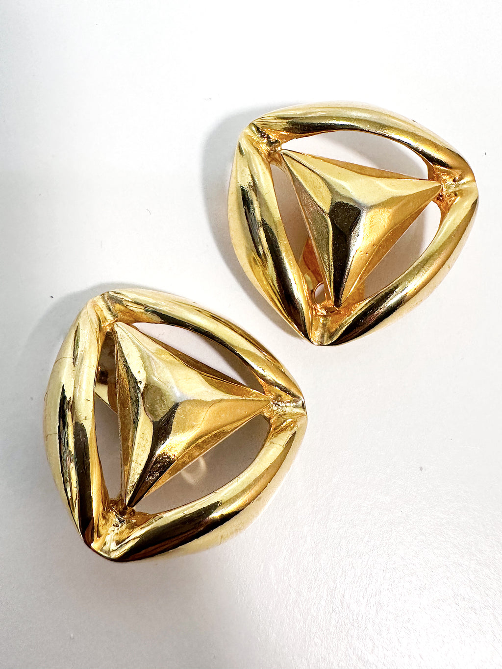 Triangular Cut Out Clip On Earrings