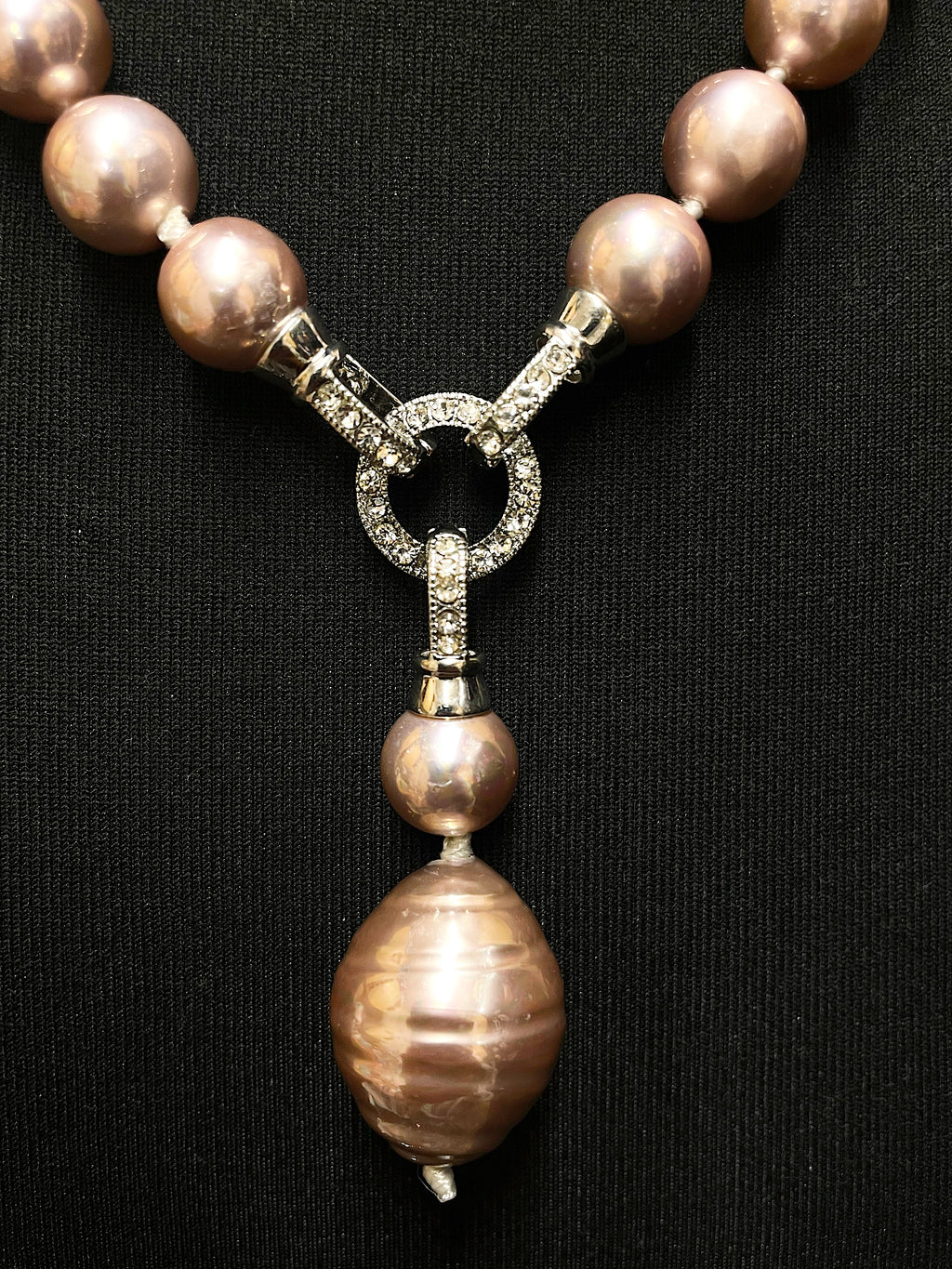 Dusty Pink Mother Of Pearl Lariat Necklace.