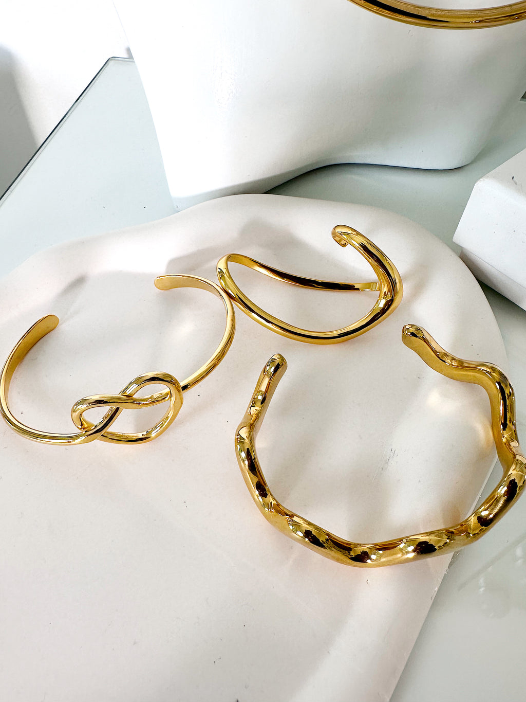 Gold Bangle Bracelet Heart Pretzel Knot