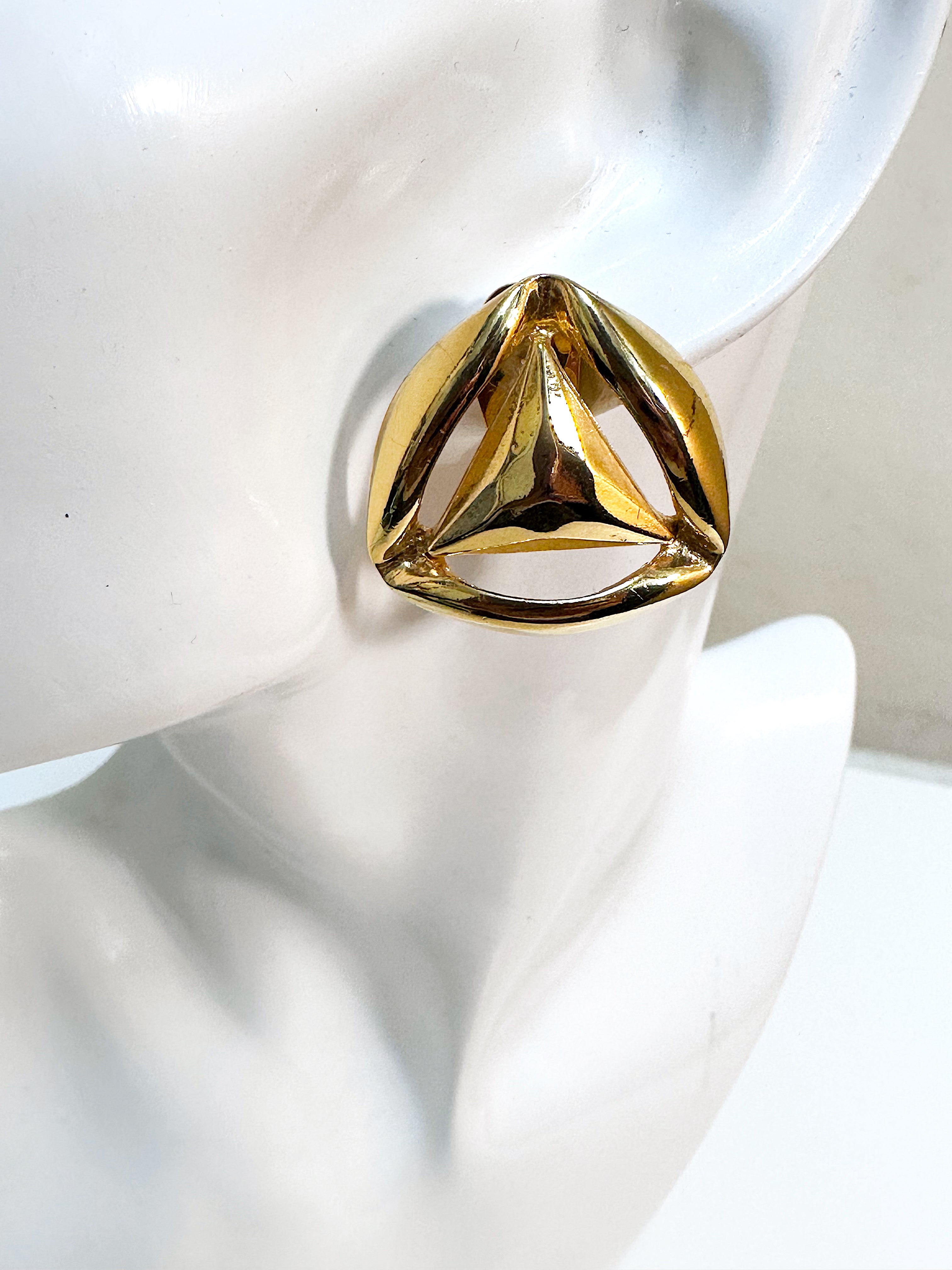 Triangular Cut Out Clip On Earrings