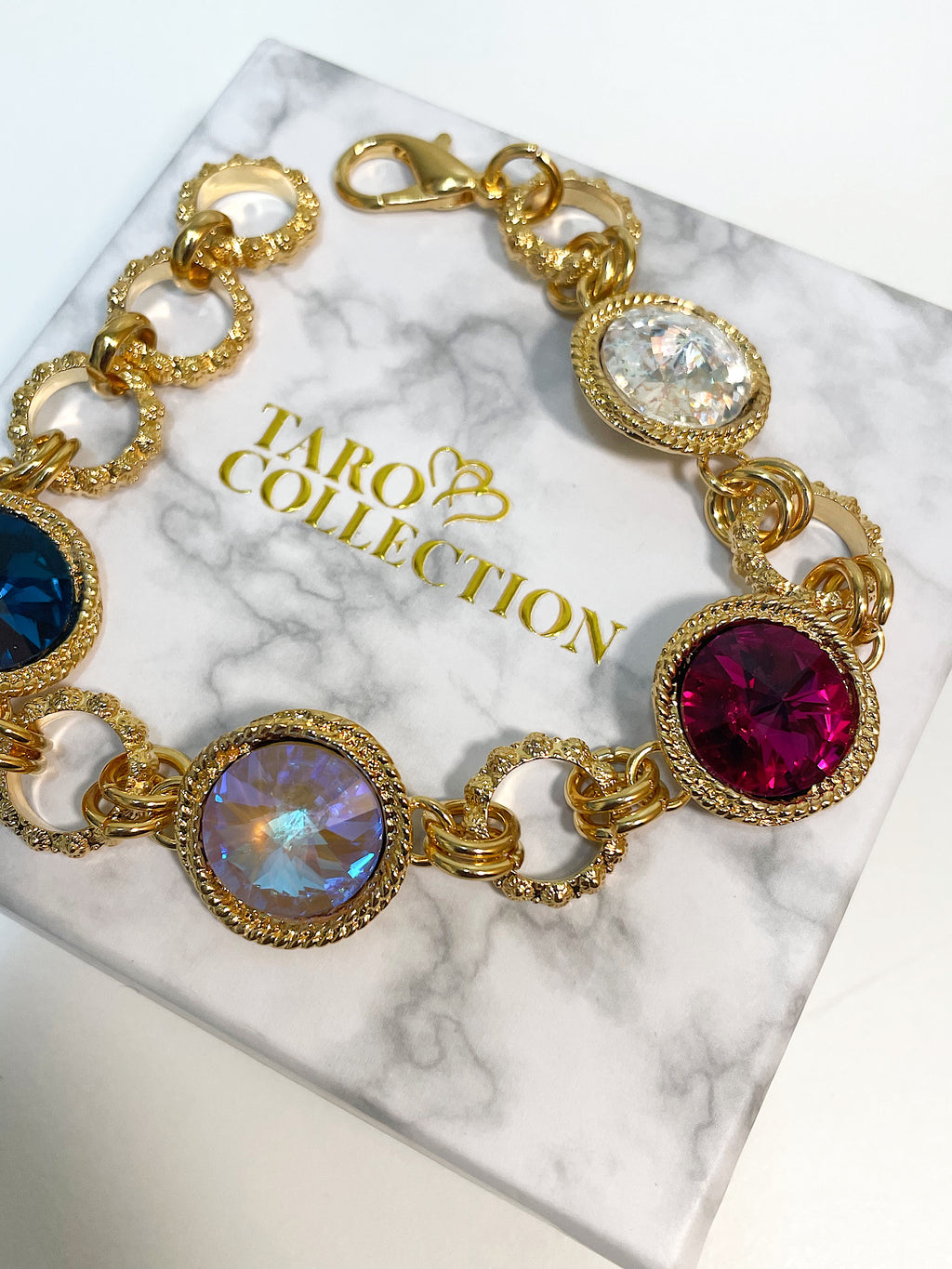 14mm Crystal Gold Chain Bracelet