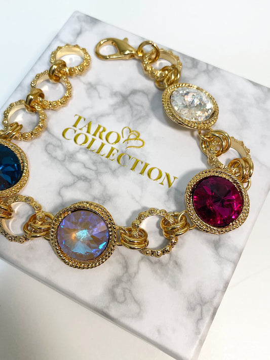 14mm Crystal Gold Chain Bracelet