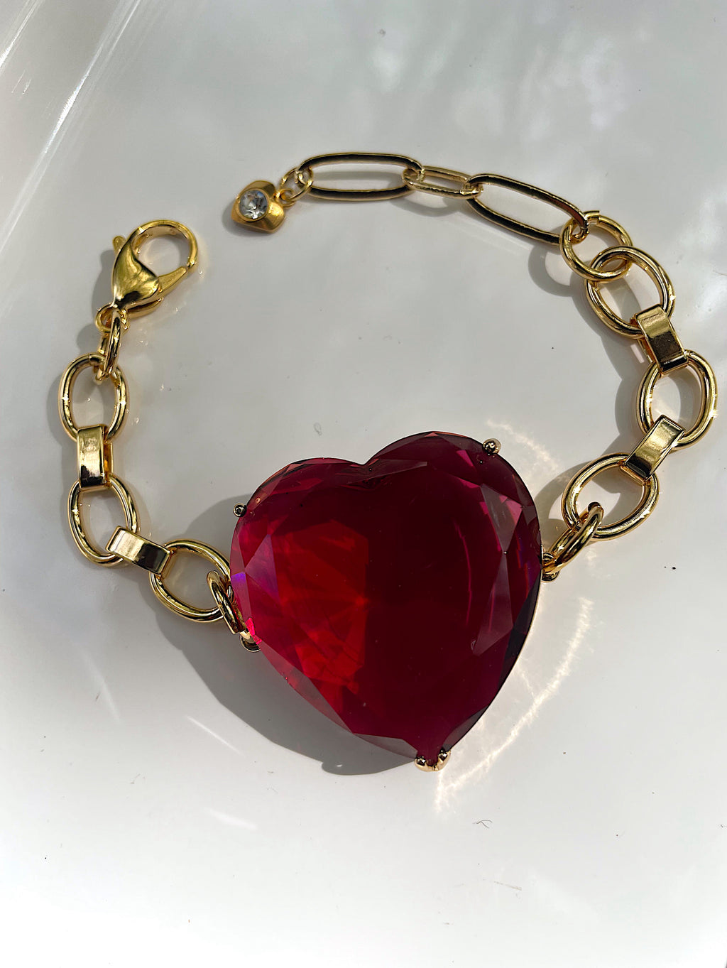 Red Pink Heart Crystal Bracelet