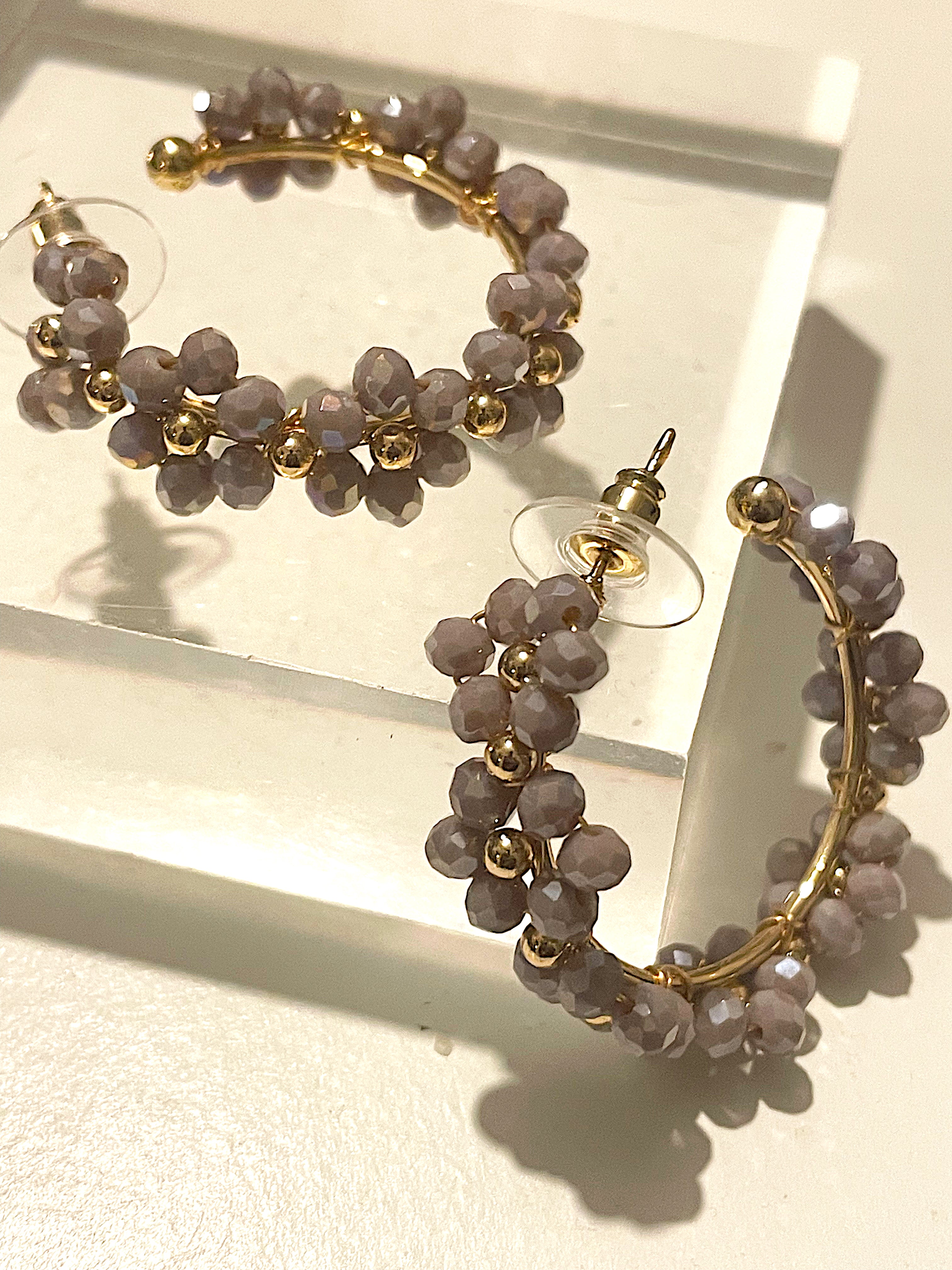 Daisy Beaded Hoop Earrings