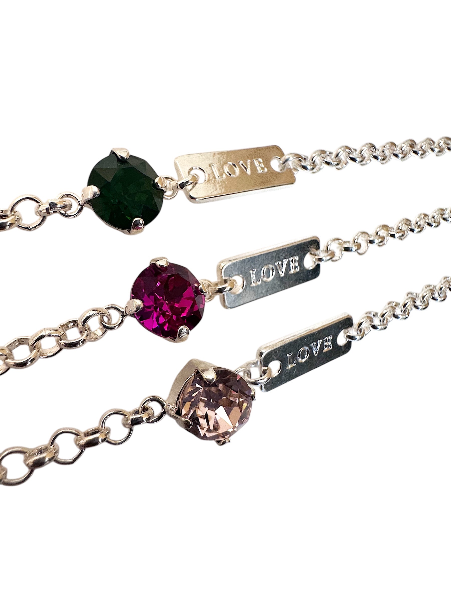 Love Crystal Silver Charm Bracelet