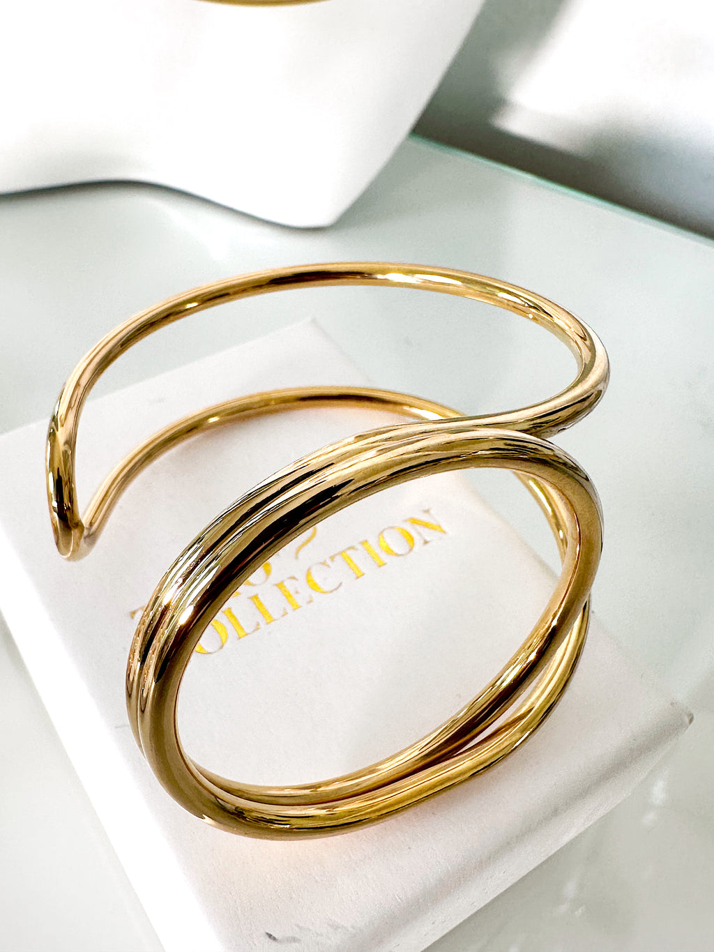 Geometry Chunky Cuff Gold Bracelet