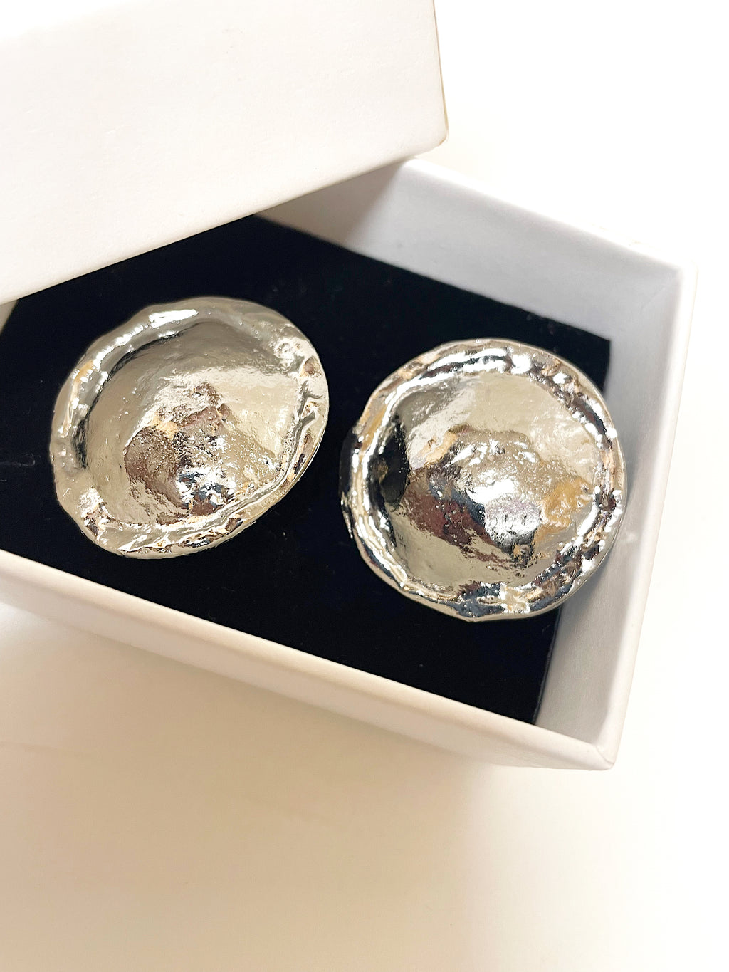 Silver Plated over brass Round Texured Dome Disc Clip on Earrings