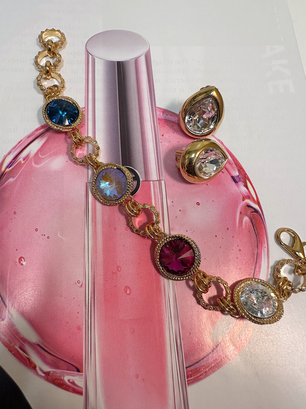 14mm Crystal Gold Chain Bracelet