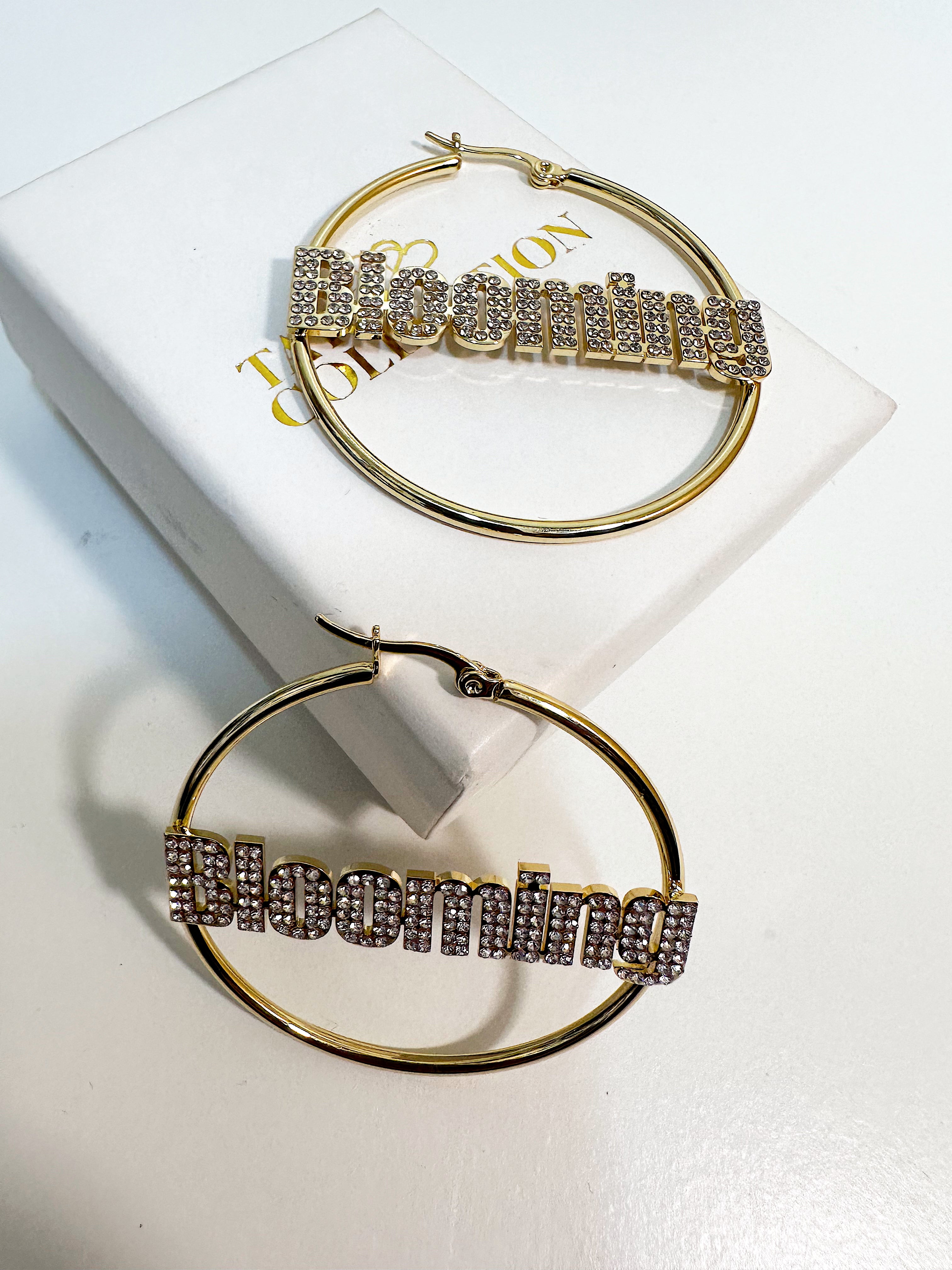 Blooming Sparkling Hoop Earrings