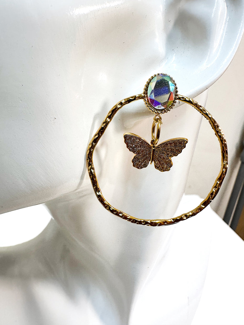 Butterfly Hoop Gold Earrings