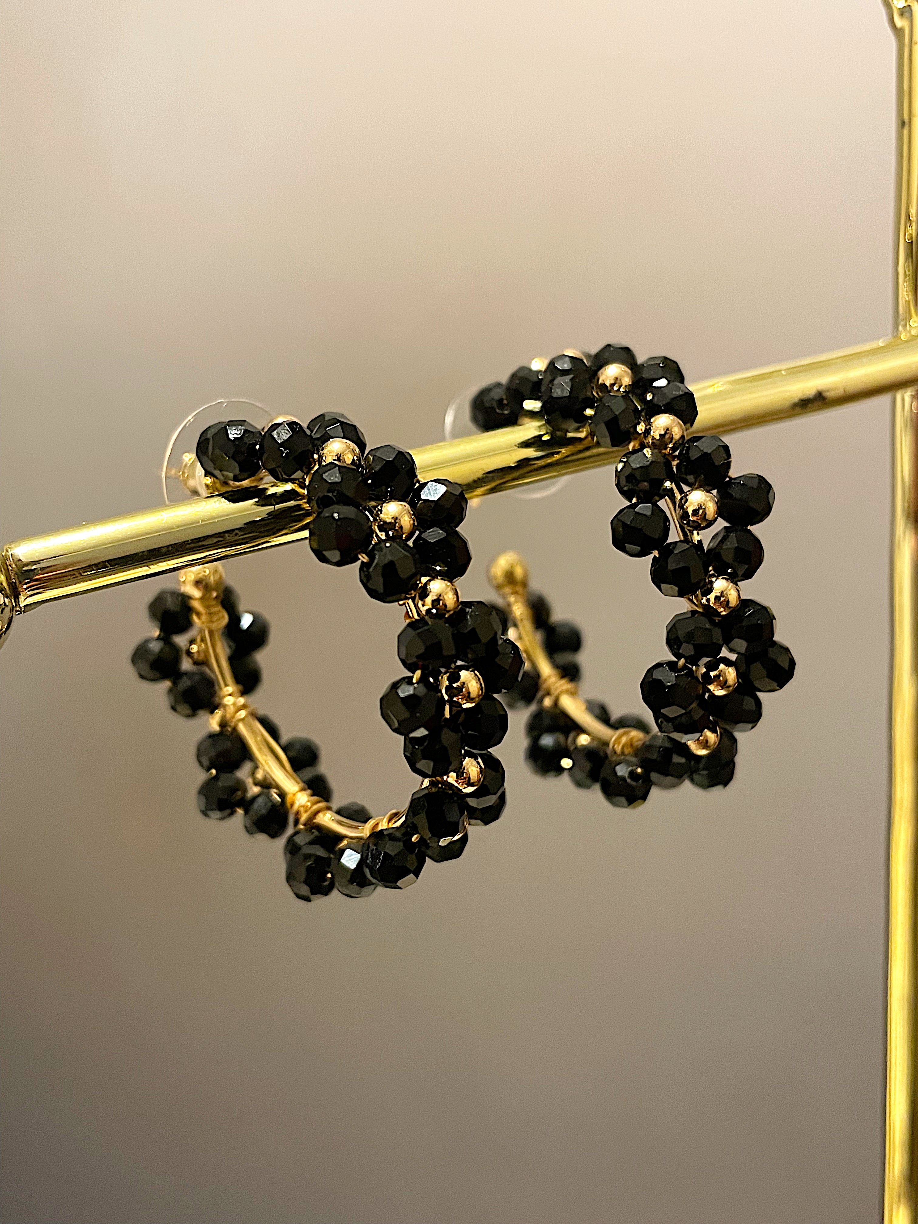 Daisy Beaded Hoop Earrings