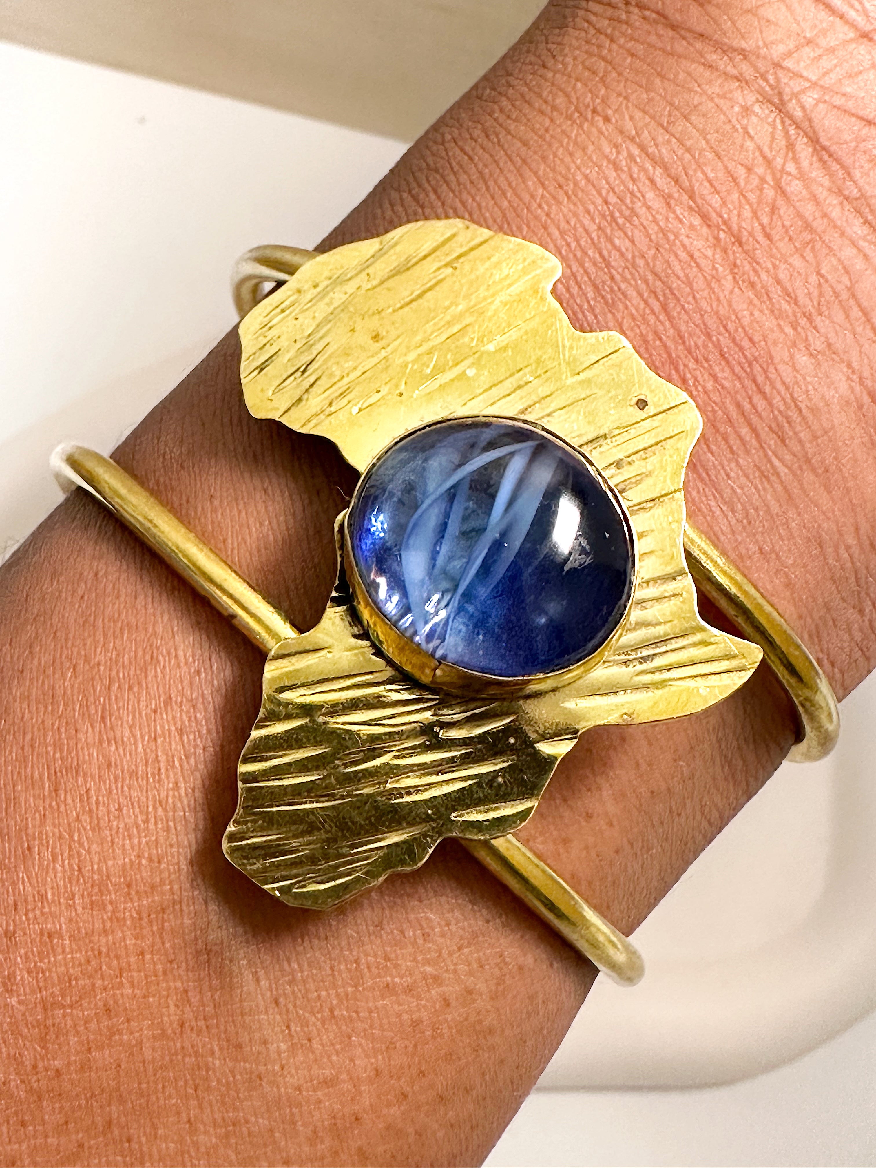 Blue Marble African Map Wrist Cuff