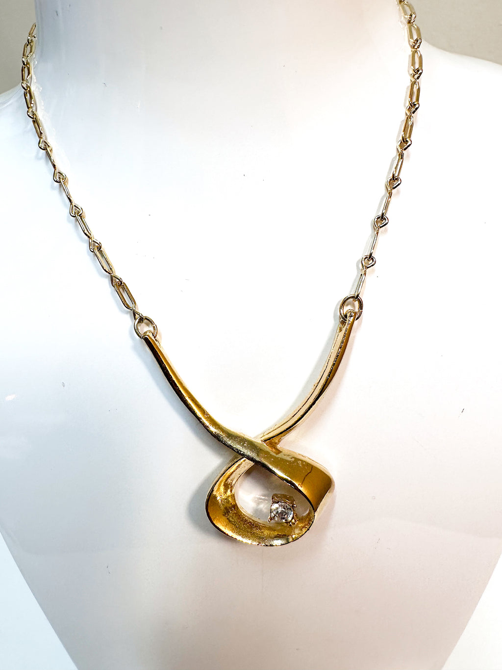 Crossover Crystal Pendant Gold Necklace