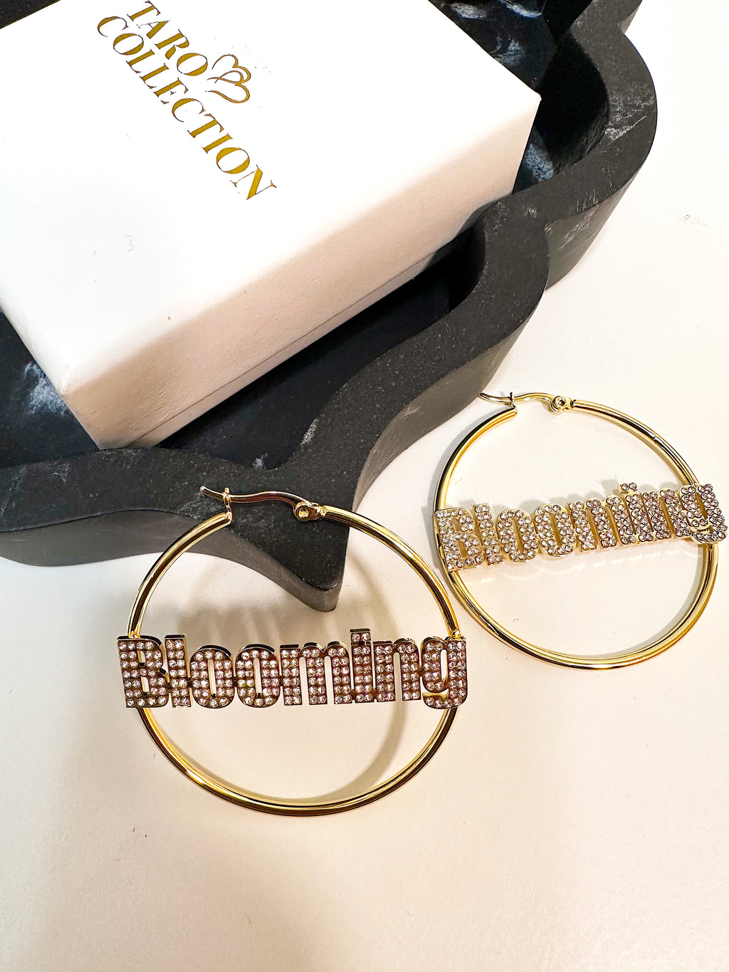 Blooming Sparkling Hoop Earrings