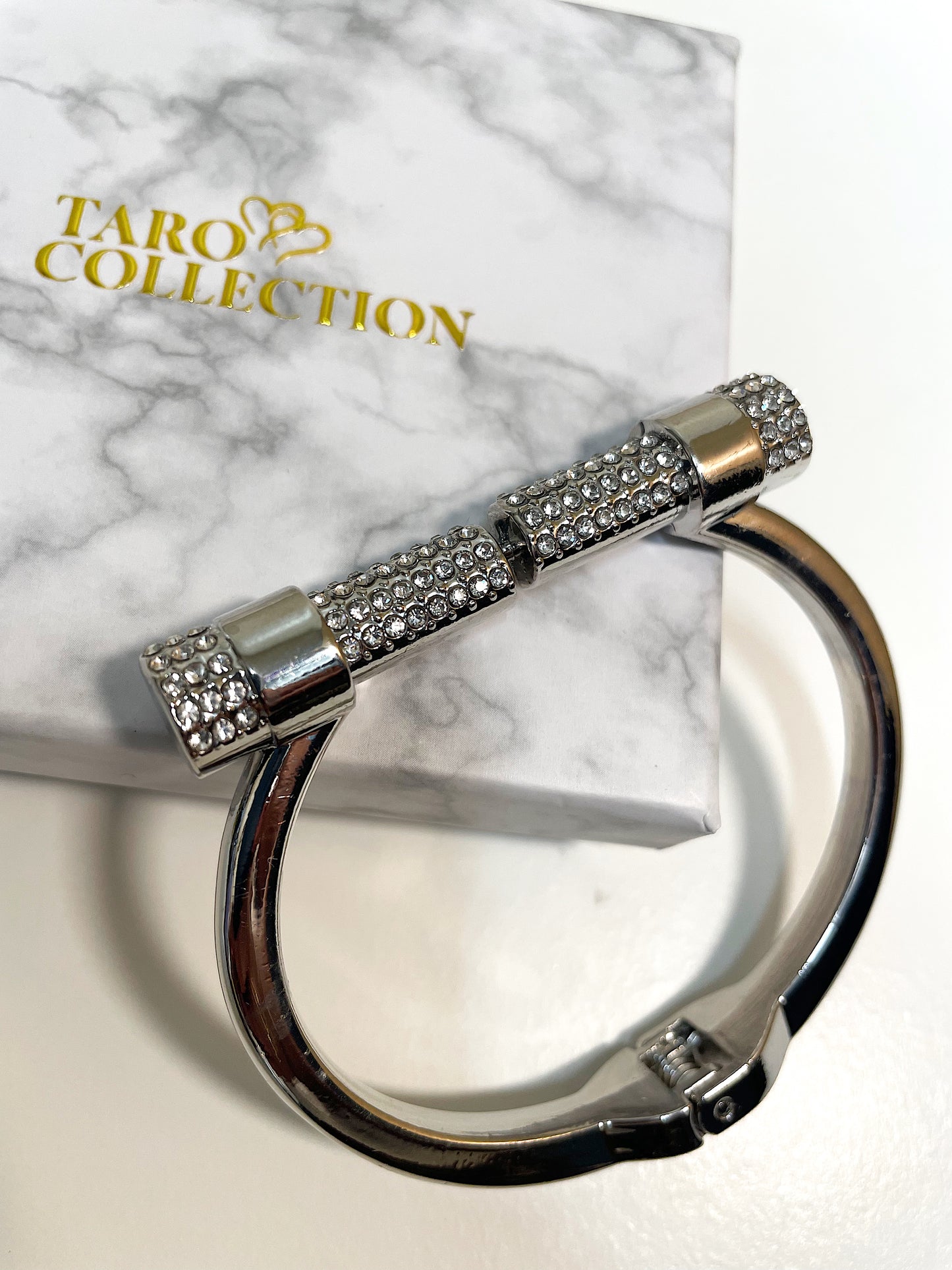 Bling Silver Bar Cuff Bracelet