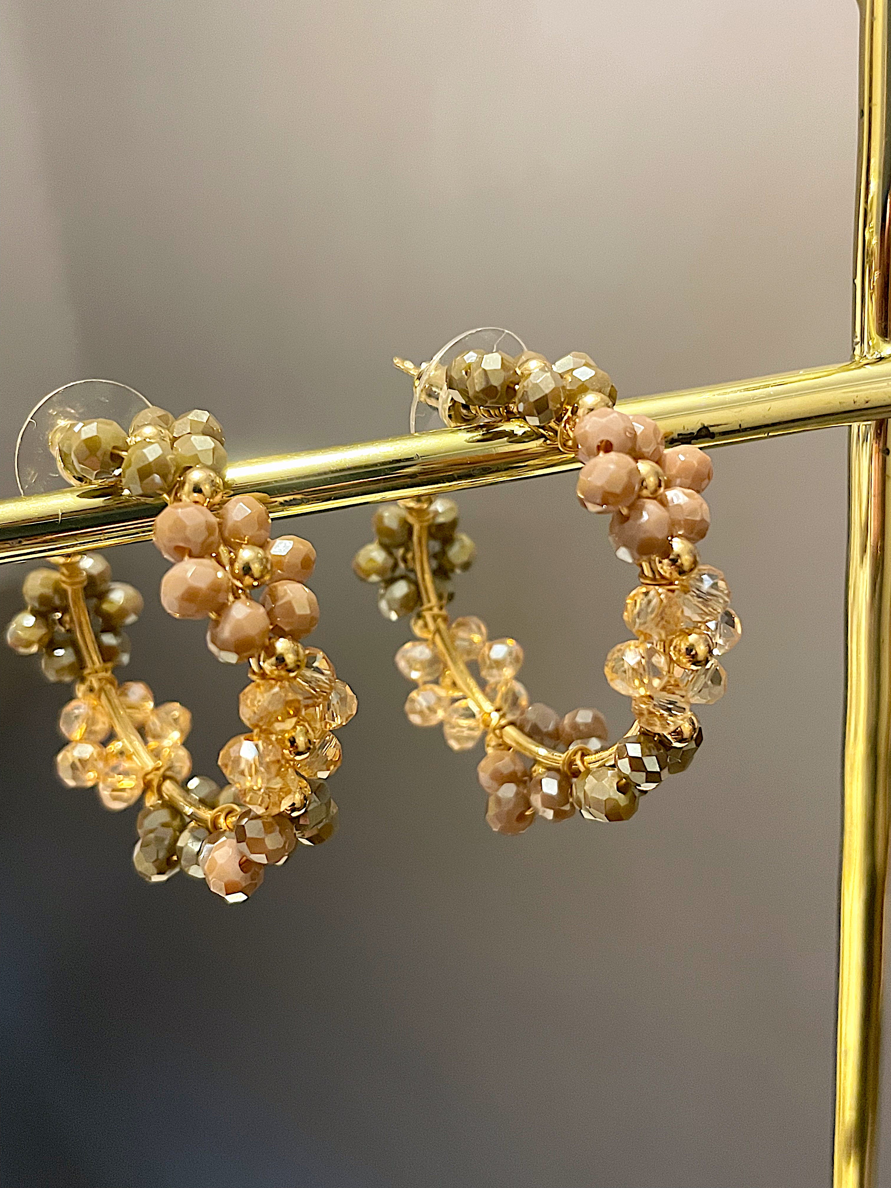 Daisy Beaded Hoop Earrings