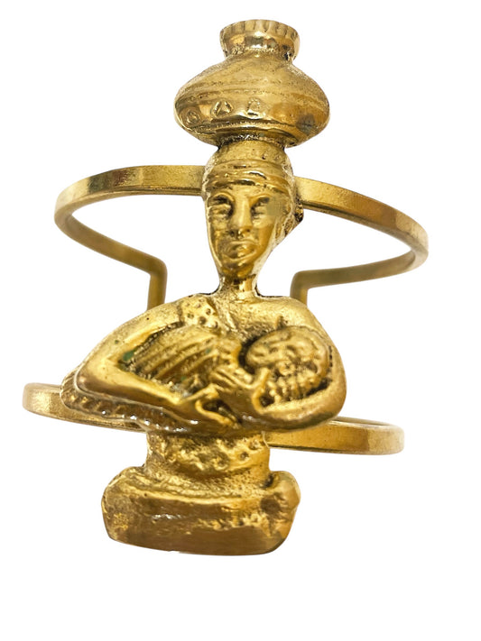 Mother & Child Statement Brass Cuff Bracelet