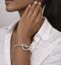 Silver Bangle Bracelet Heart Pretzel Knot
