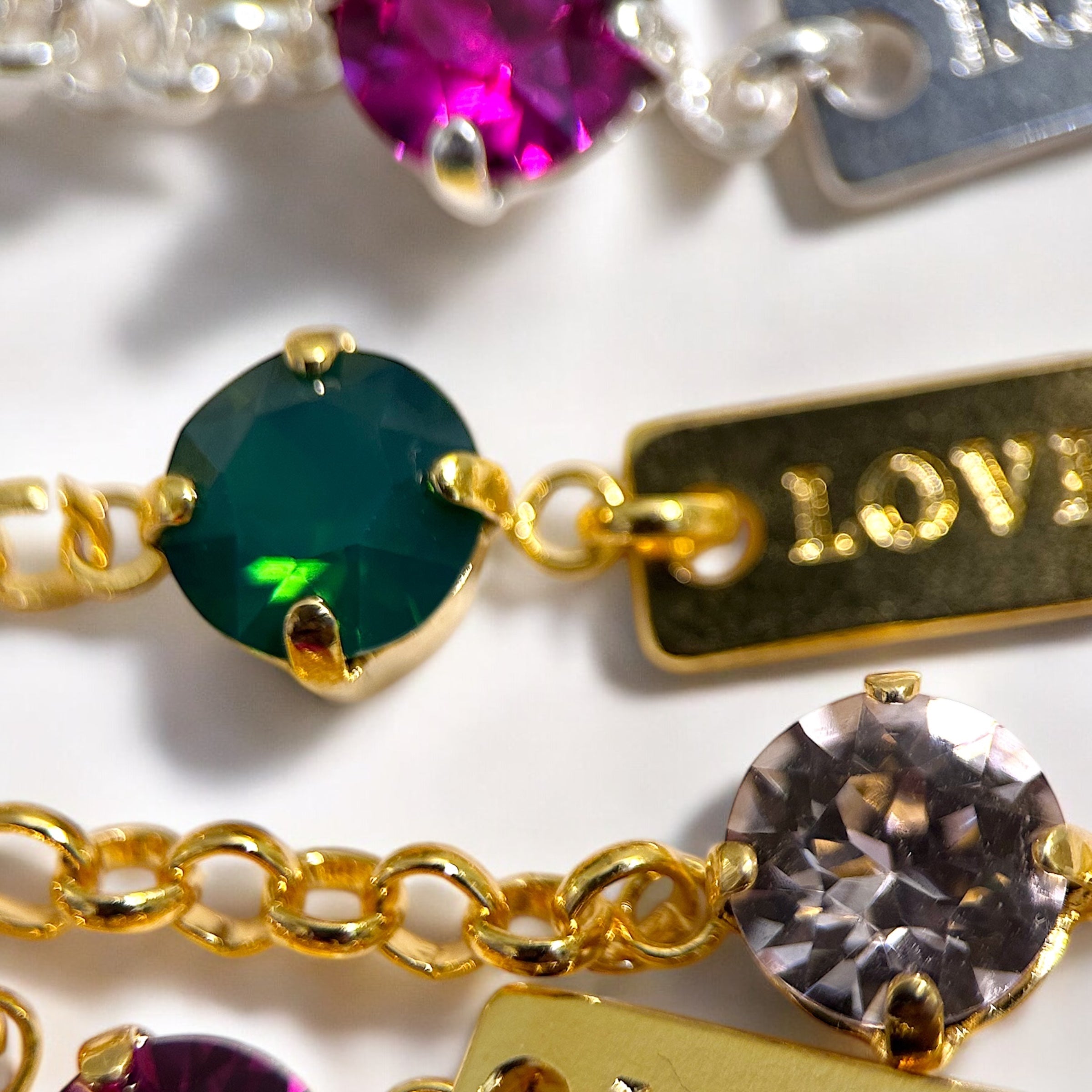 Gold Love Crystal Charm Bracelet