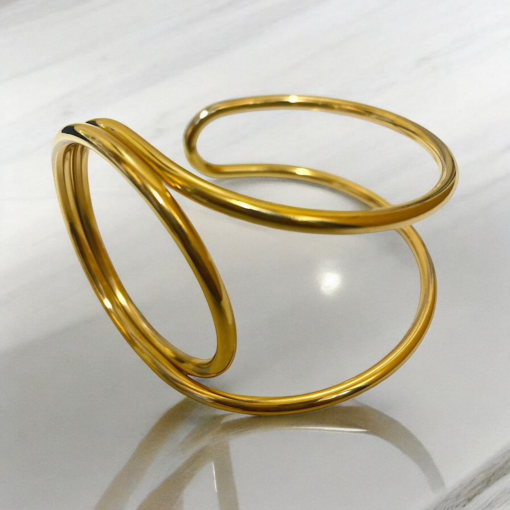 Geometry Chunky Cuff Gold Bracelet
