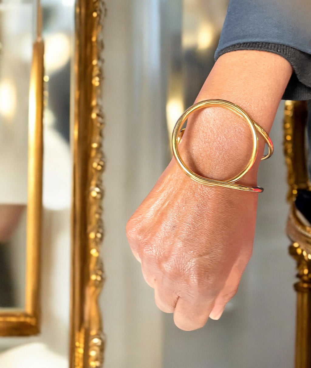 Geometry Chunky Cuff Gold Bracelet