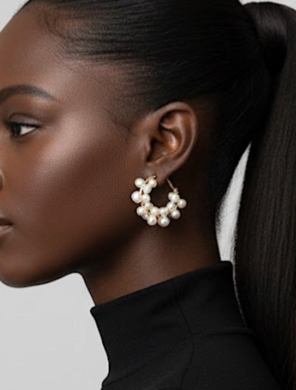 Wire Wrap Pearl Hoop Gold Earrings