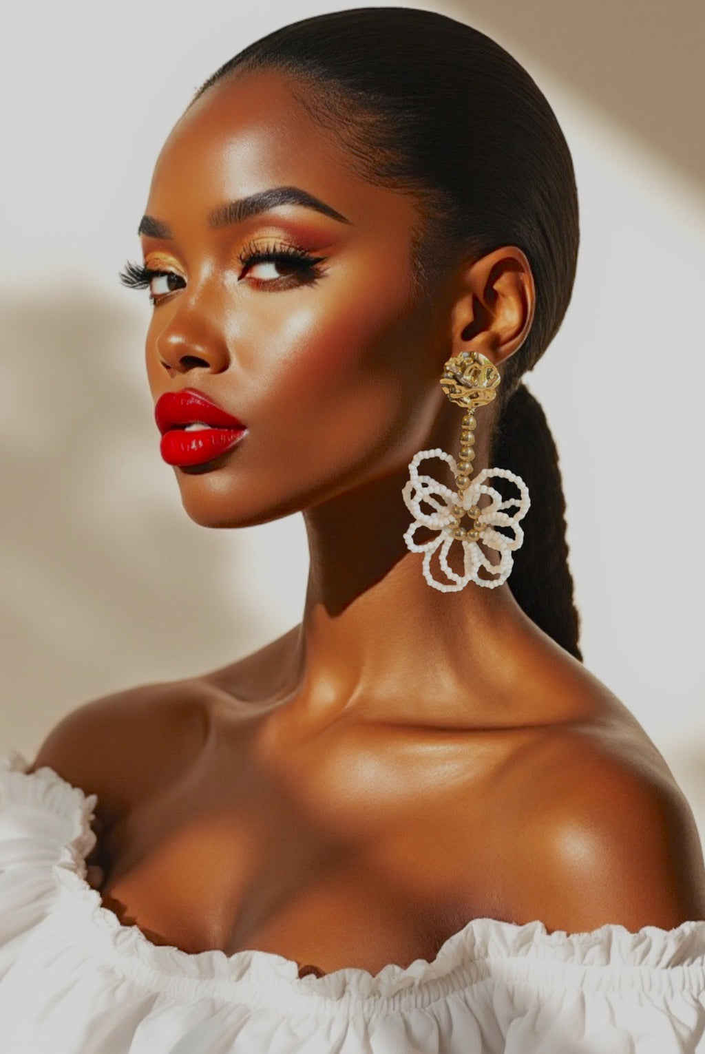 Big Beaded Flower Earrings