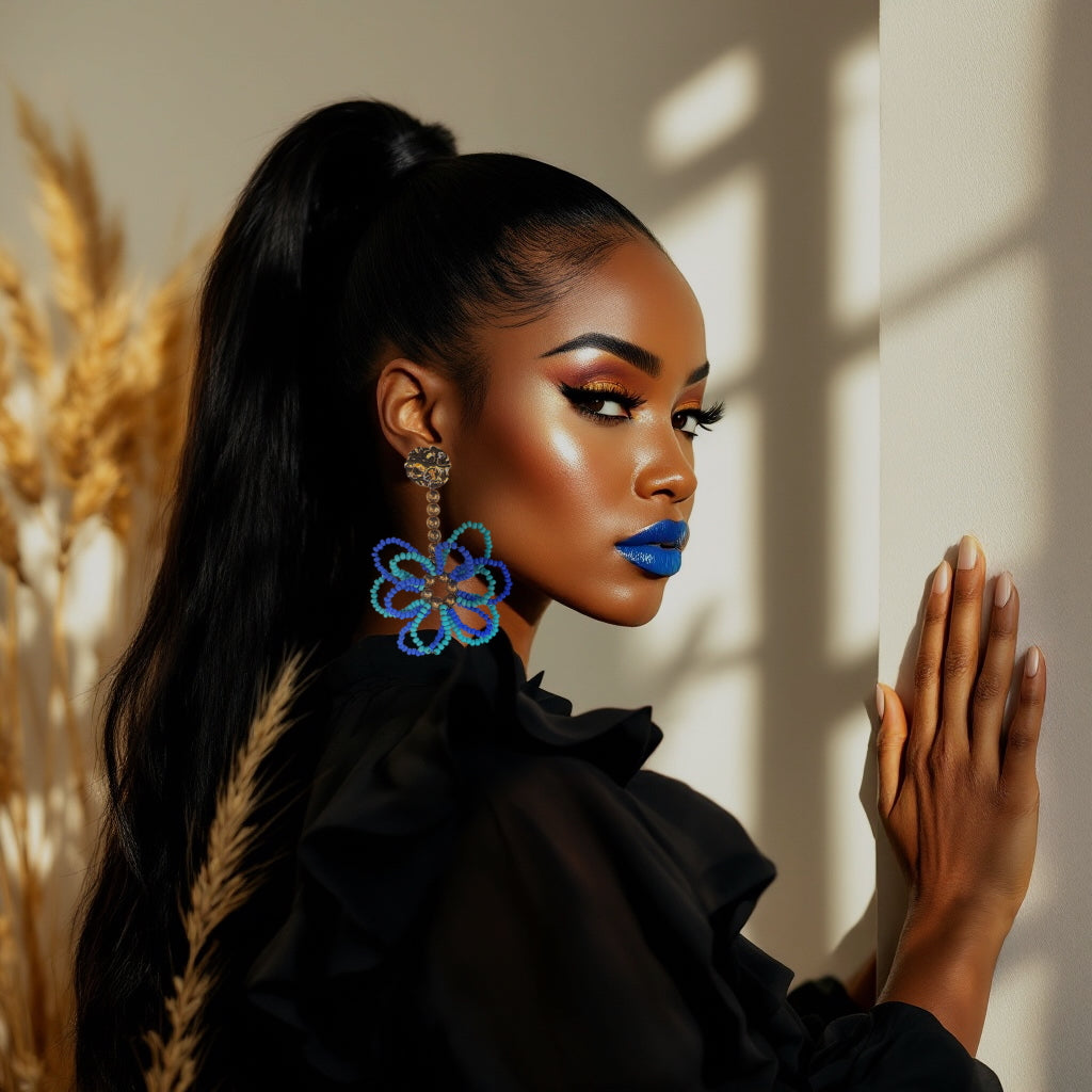 Big Beaded Flower Earrings