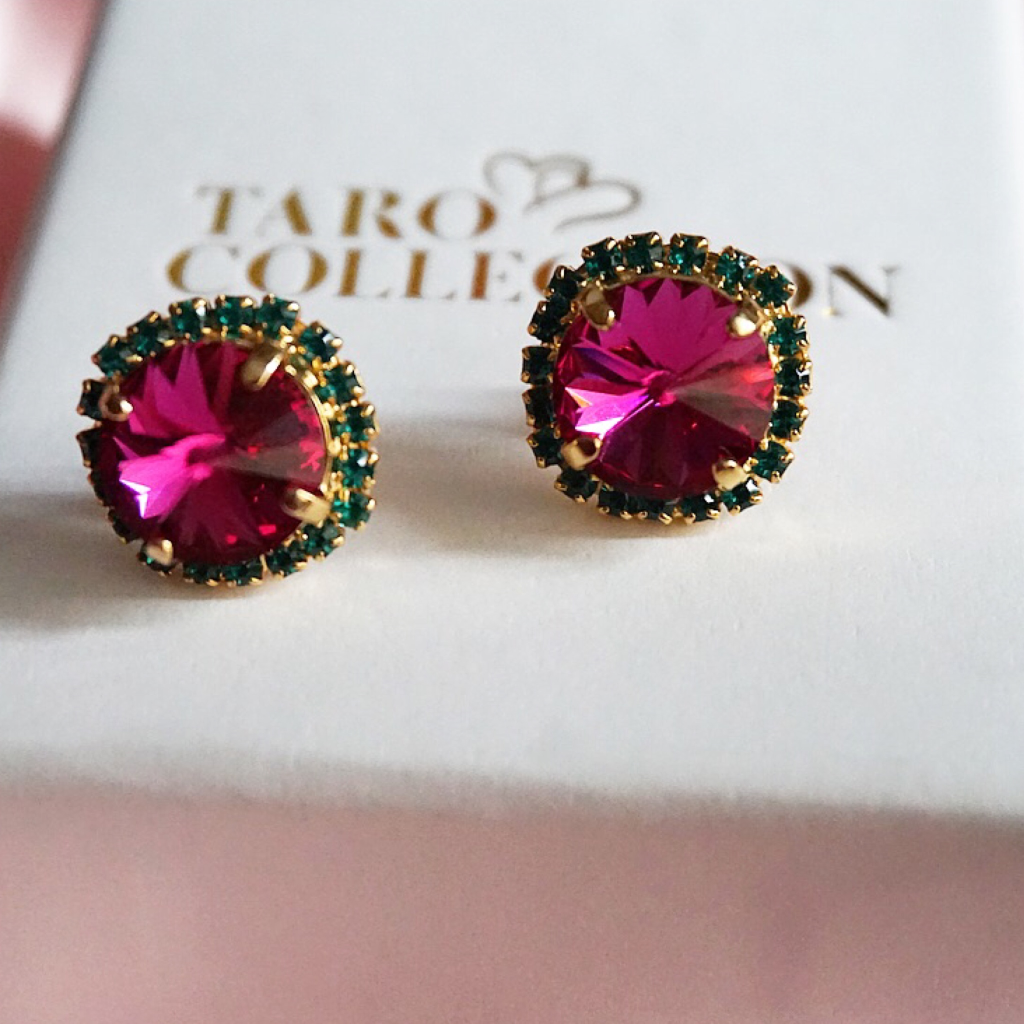 pink and green earrings